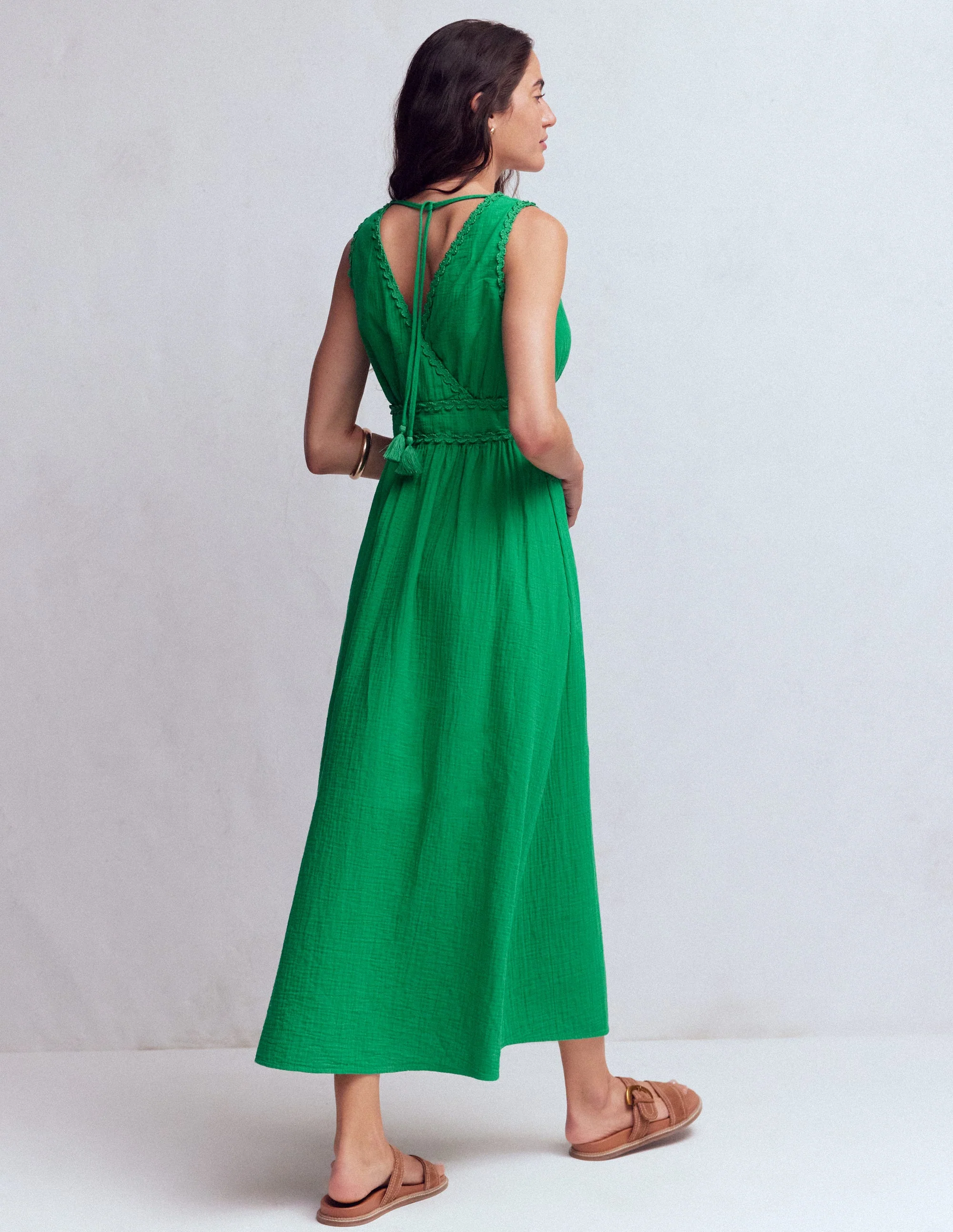 Lorna Doppeltuch-Kleid mit Besatz-Grünes Tamburin - Image 3