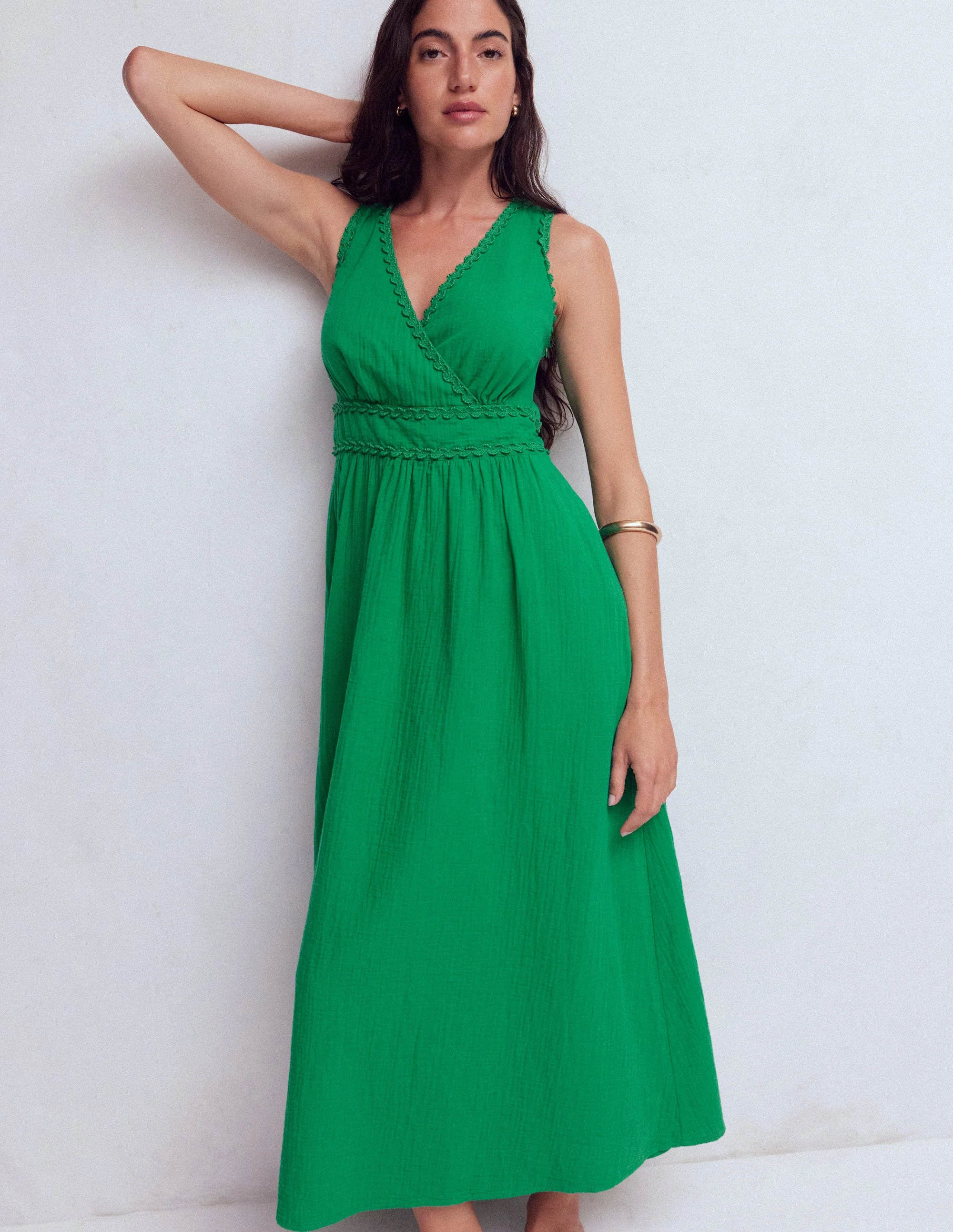 Lorna Doppeltuch-Kleid mit Besatz-Grünes Tamburin - Image 5