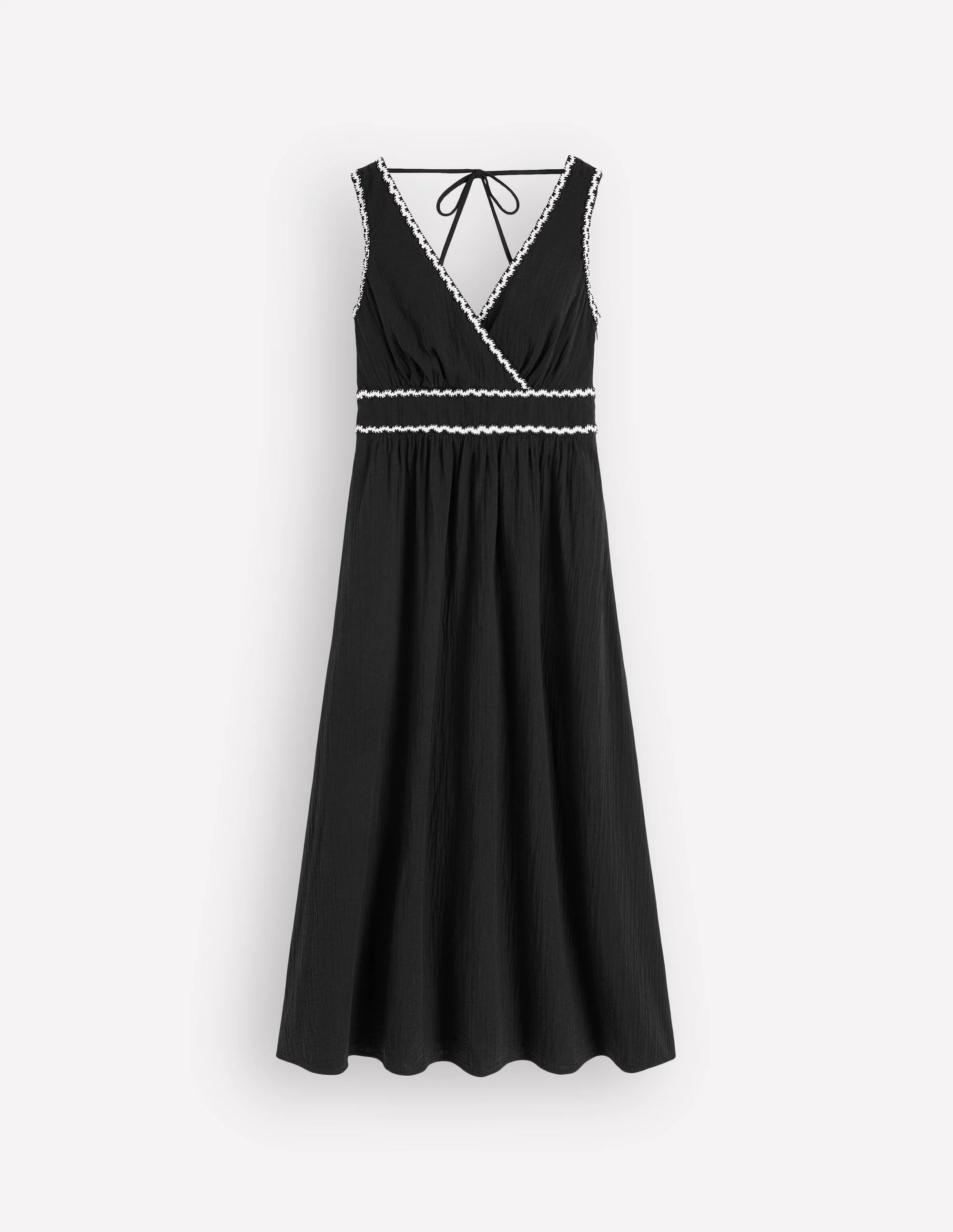 Lorna Doppeltuch-Kleid mit Besatz-Schwarz Naturweiß - Image 6