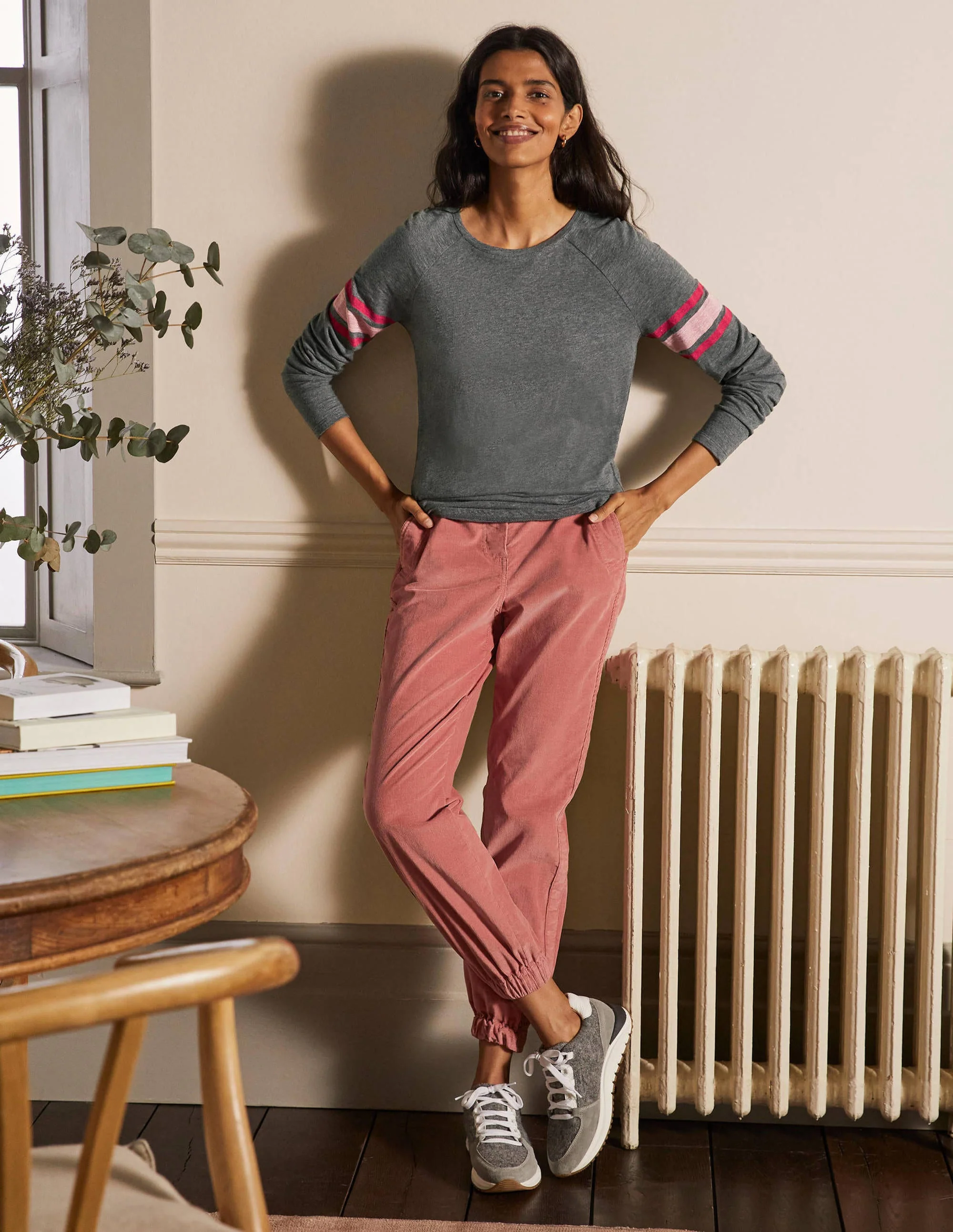 Lorna Jerseyoberteil im Baseball-Stil-Anthrazit Meliert, Lurexstreifen - Image 4