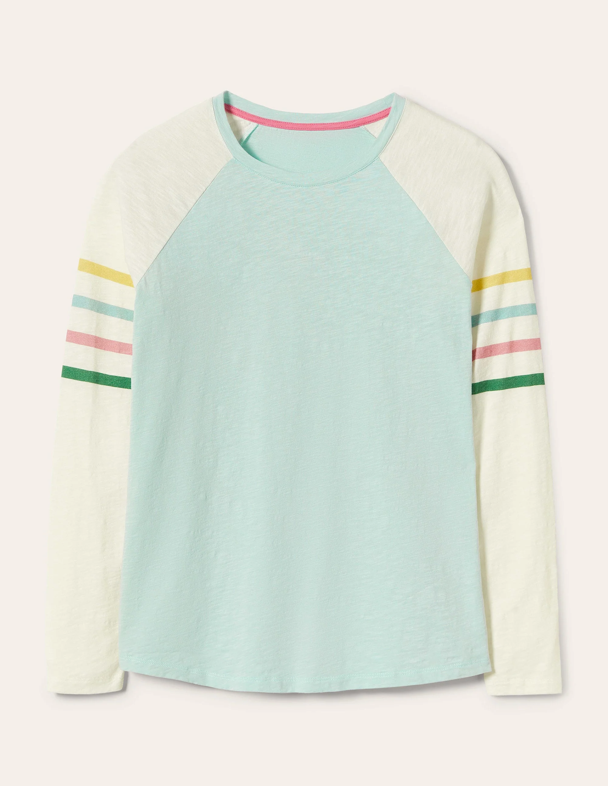 Lorna Jerseyoberteil im Baseball-Stil-Blau/Bunt, Gestreifte Ärmel - Image 5
