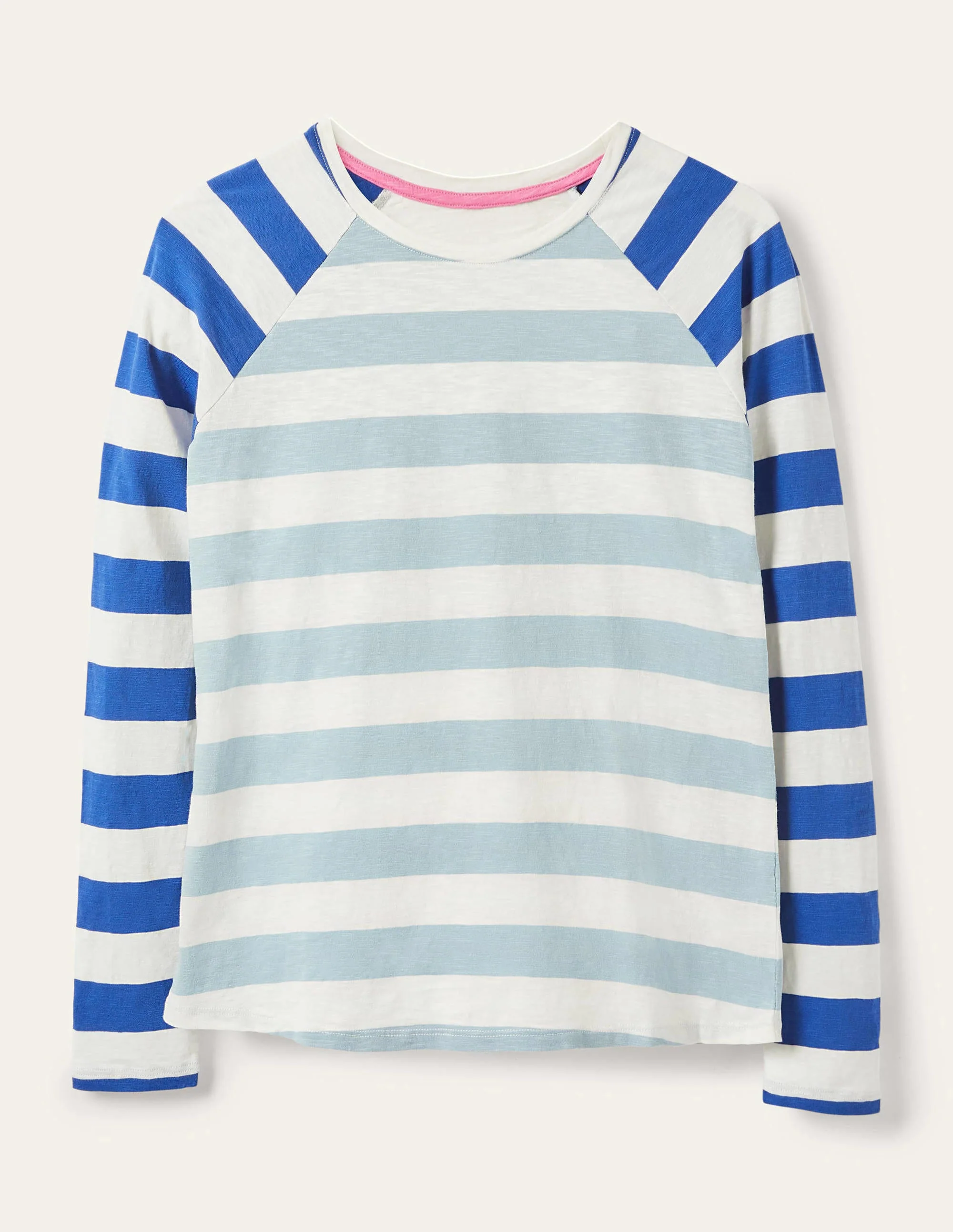 Lorna Jerseyoberteil im Baseball-Stil-Blau/Bunt, Gestreifte Ärmel - Image 6
