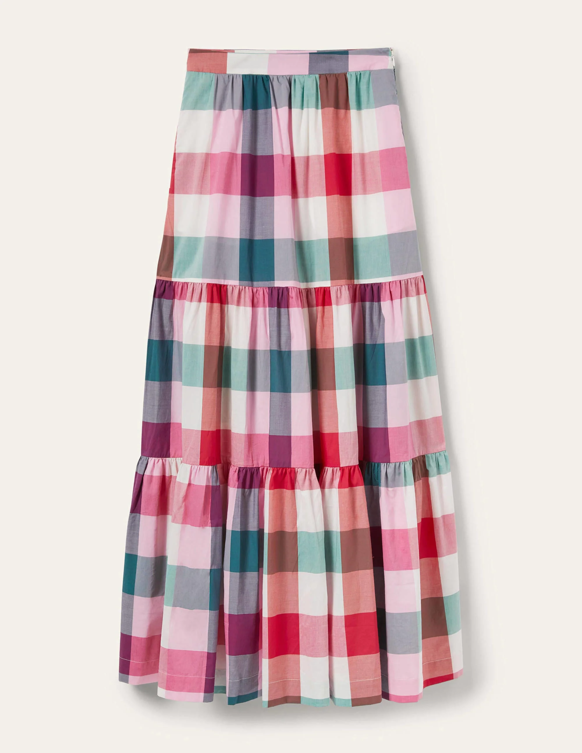 Lorna Stufenrock in Maxilänge-Bonbonrosa/Sattes Pink, Kariert - Image 5