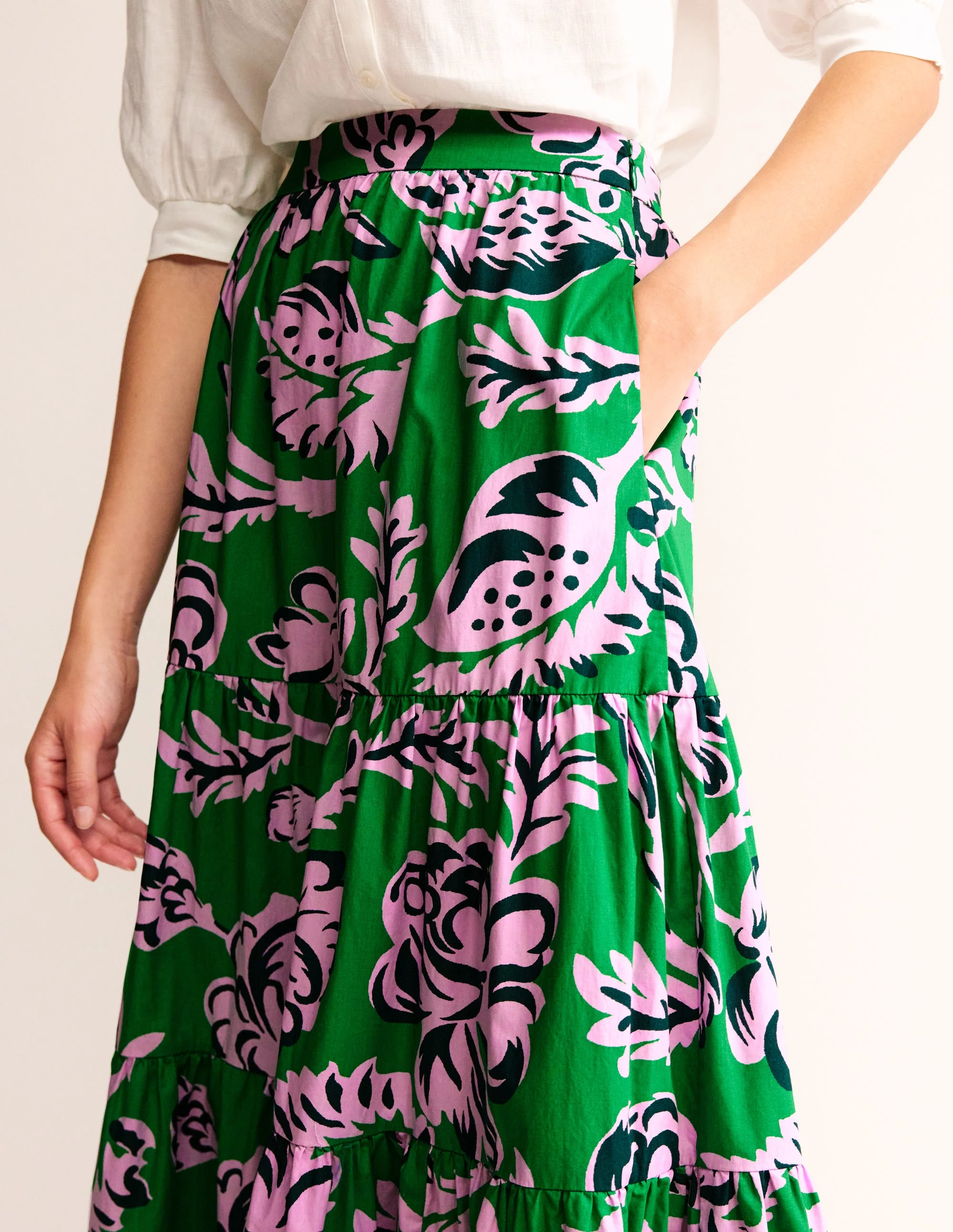 Lorna Stufenrock in Maxilänge-Grün, Rose Blush - Image 2