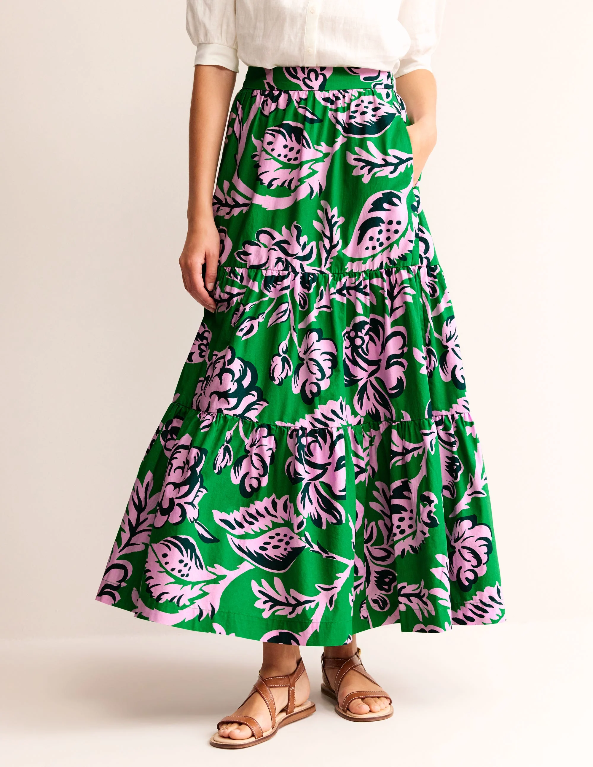 Lorna Stufenrock in Maxilänge-Grün, Rose Blush - Image 4