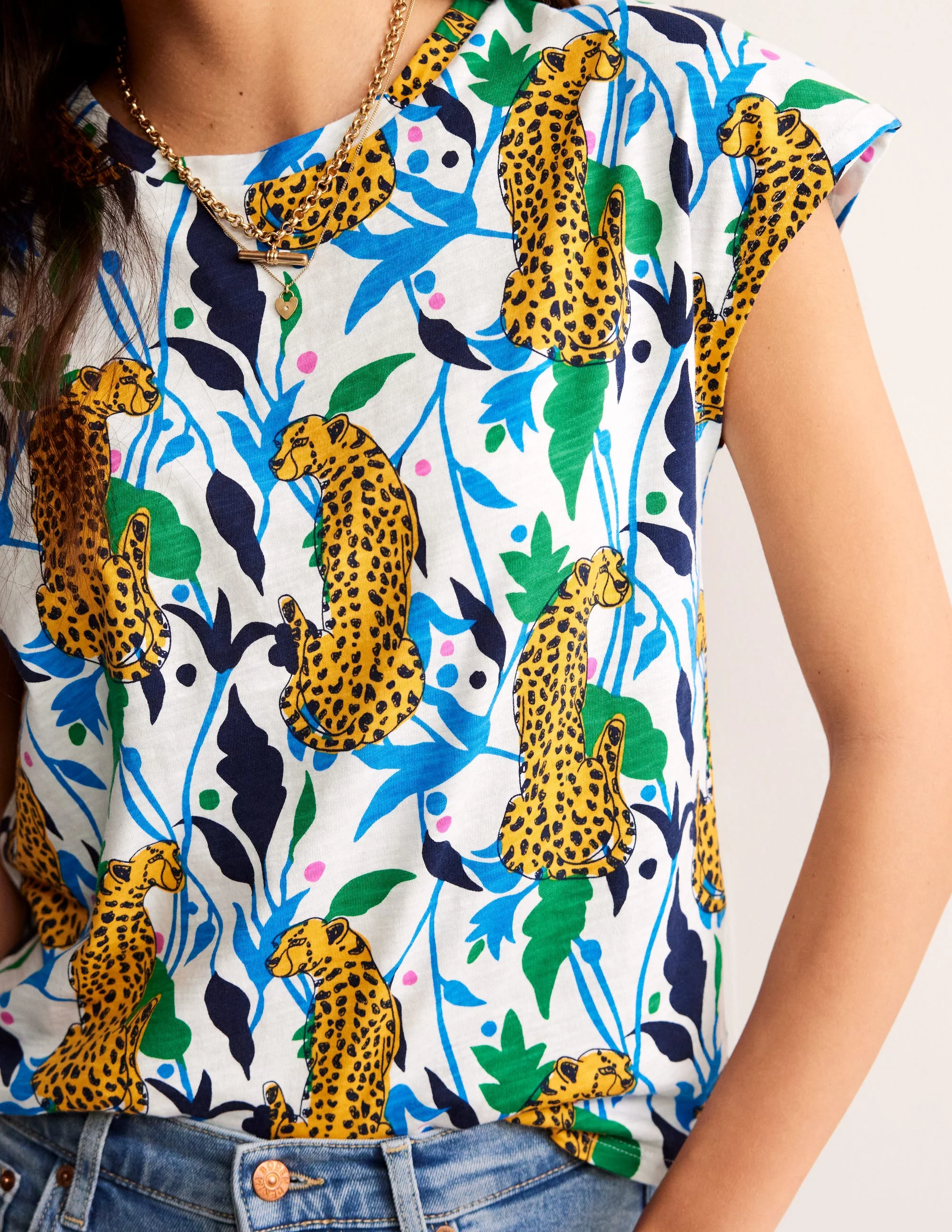 Louisa Flammgarn-T-Shirt mit Druck-Bunt, Leopard Zweig - Image 3