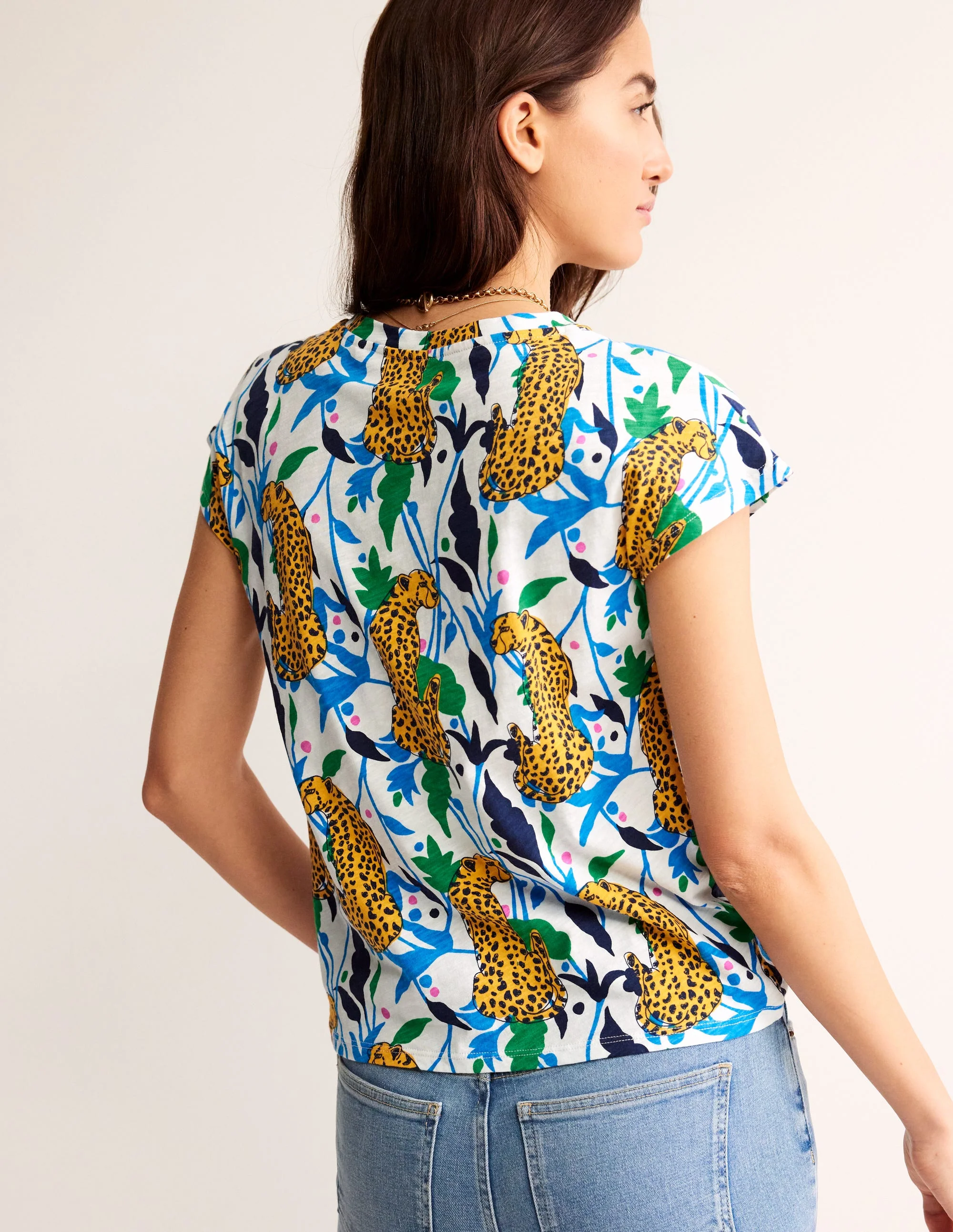 Louisa Flammgarn-T-Shirt mit Druck-Bunt, Leopard Zweig - Image 4
