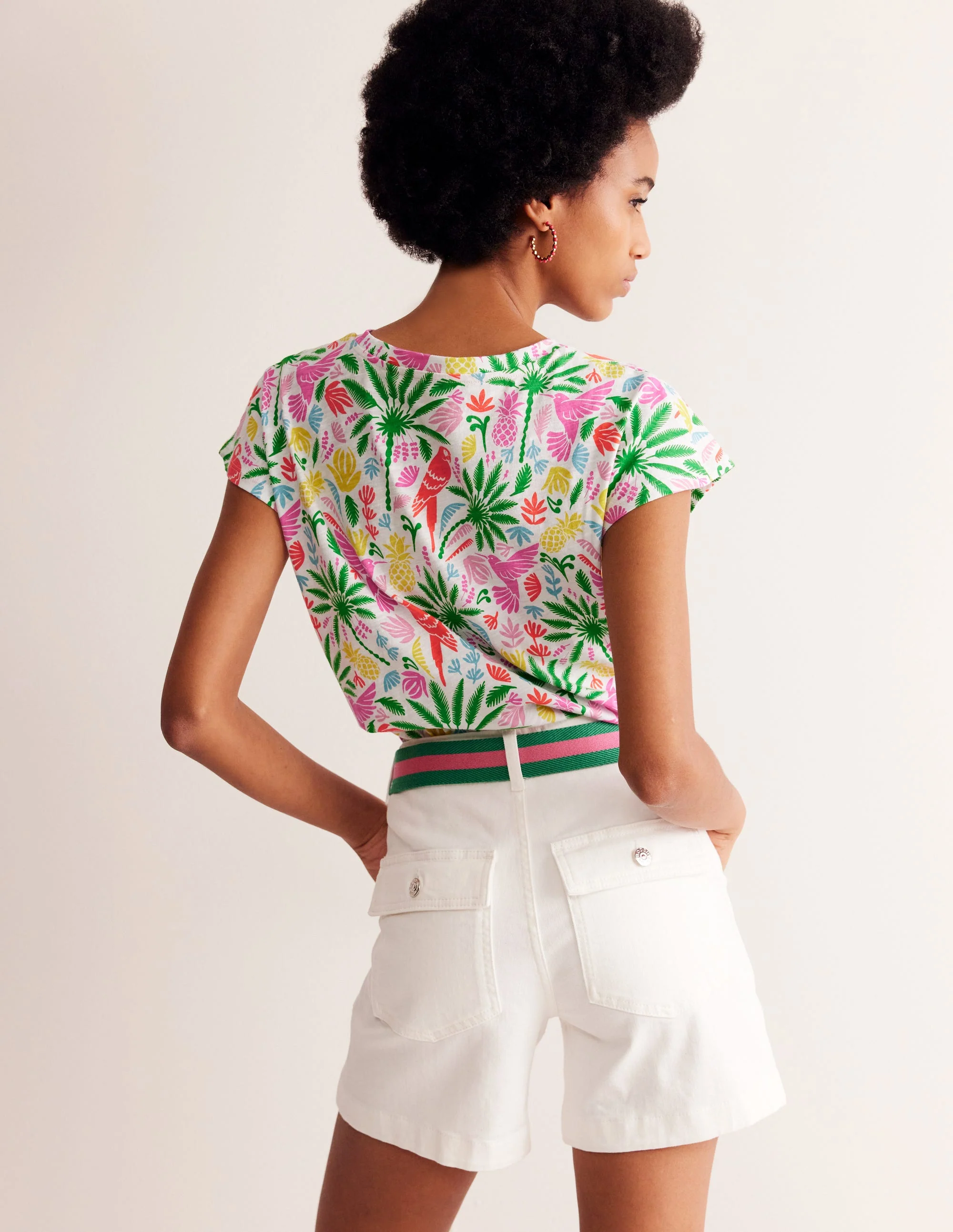 Louisa Flammgarn-T-Shirt mit Druck-Bunt, Tropisches Paradies - Image 3