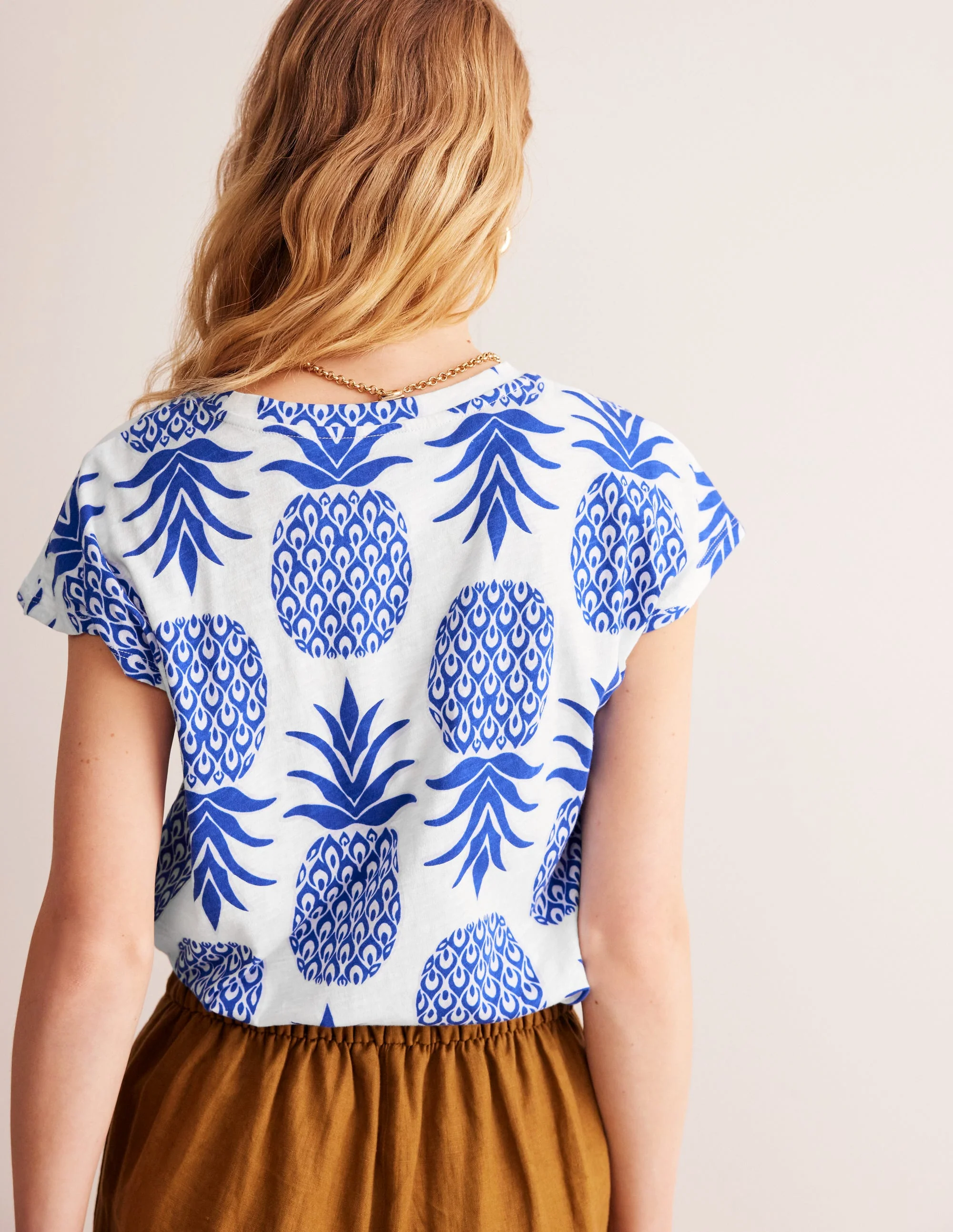 Louisa Flammgarn-T-Shirt mit Druck-Surf The Web, Ananas Knallig - Image 3