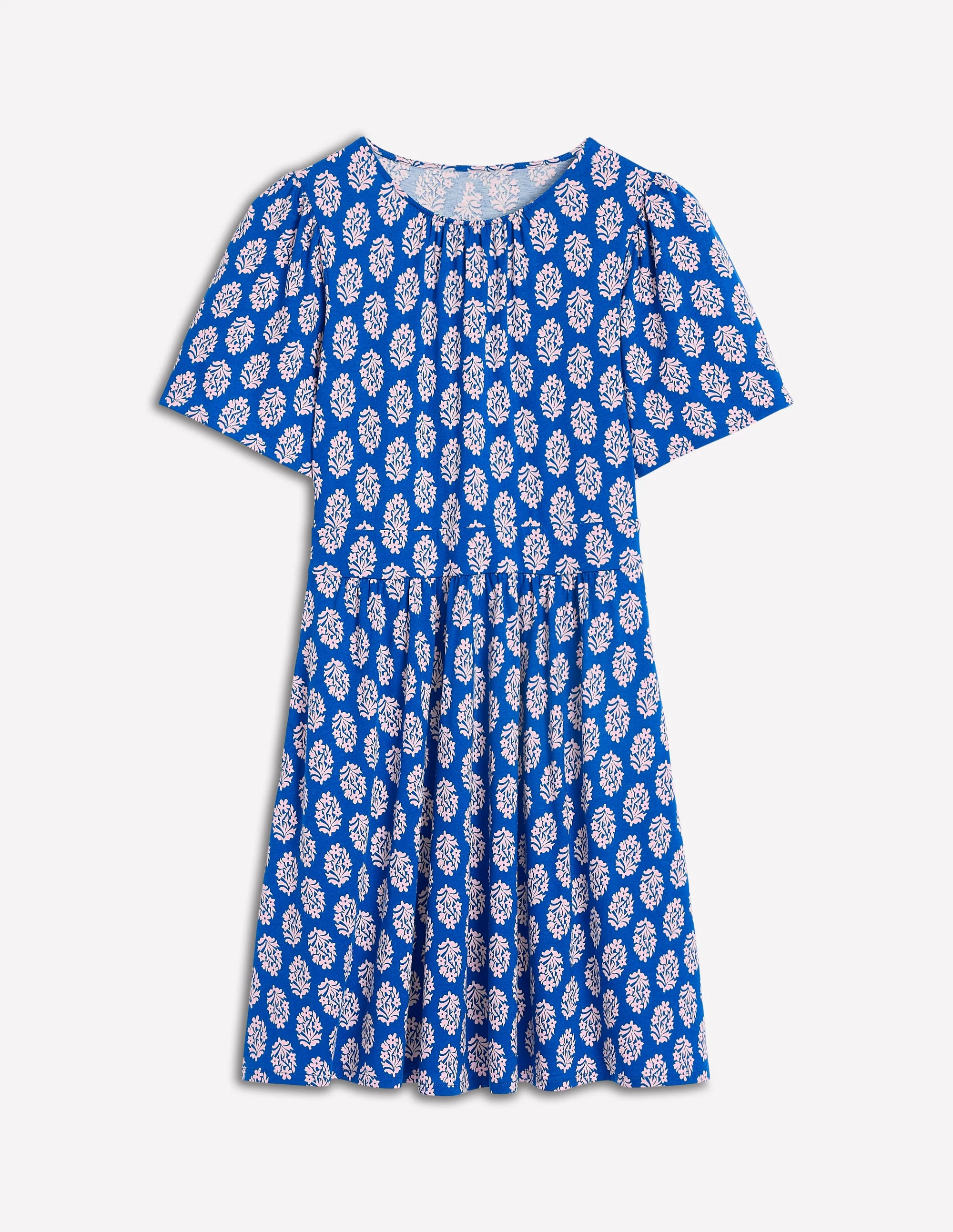 Louisa Kurzes Jerseykleid-Galerie-Blau, Kleiner Blumenstrauß Stempel - Image 5
