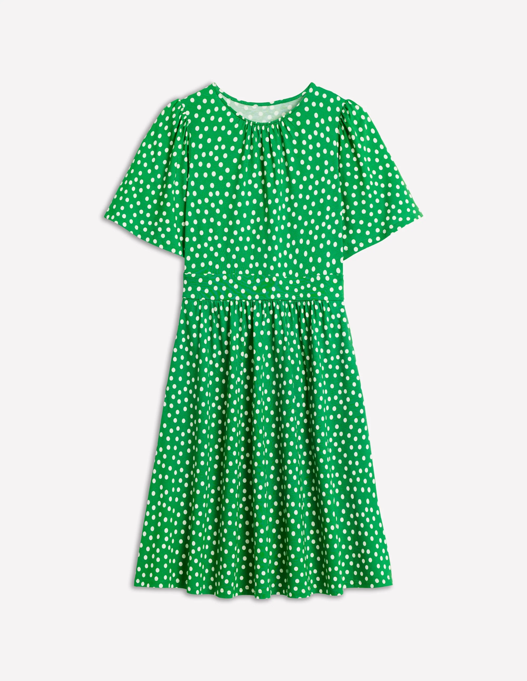 Louisa Kurzes Jerseykleid-Limettensaftgrün, Abstrakte Punkte - Image 5