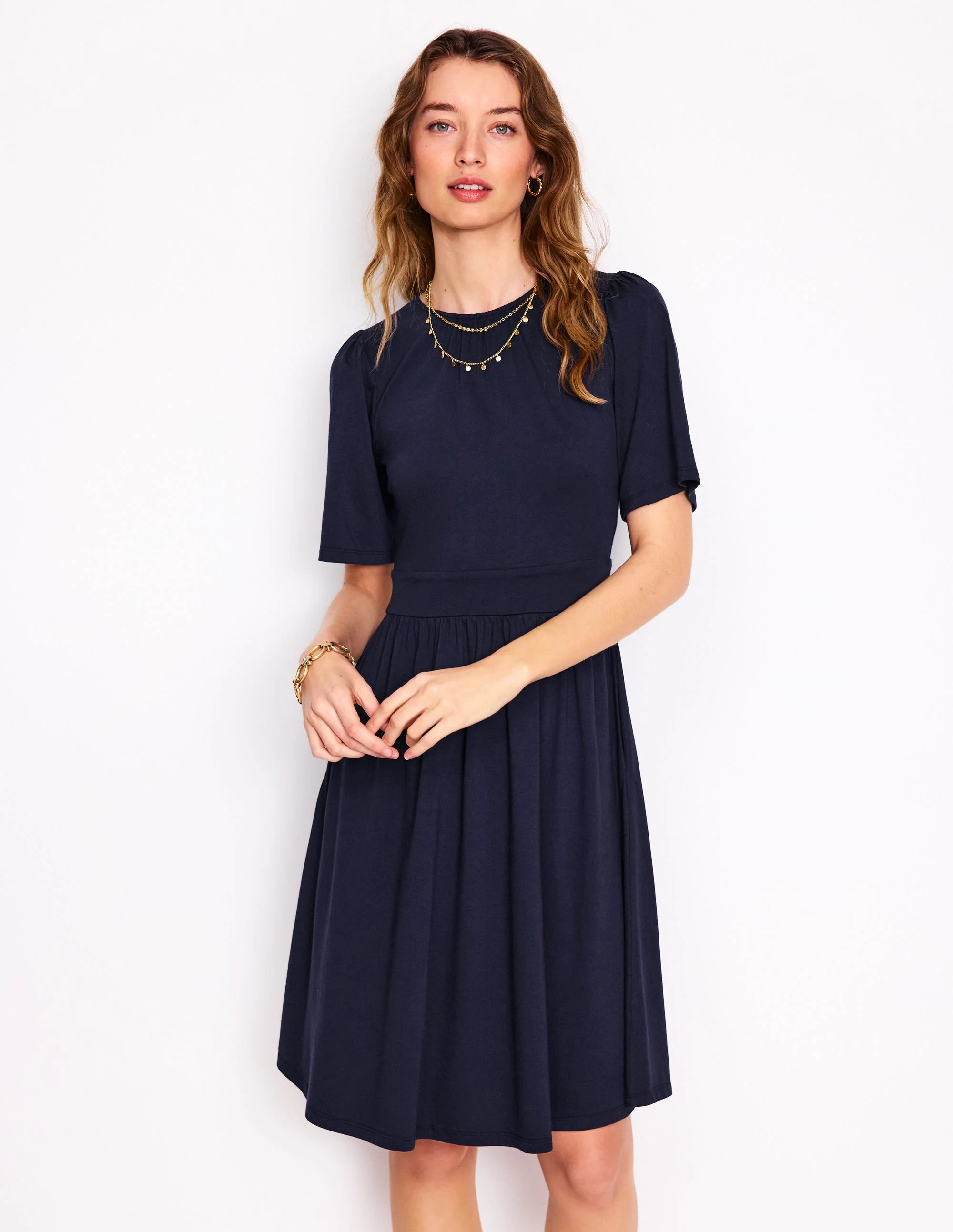 Louisa Kurzes Jerseykleid-Marineblau - Image 4