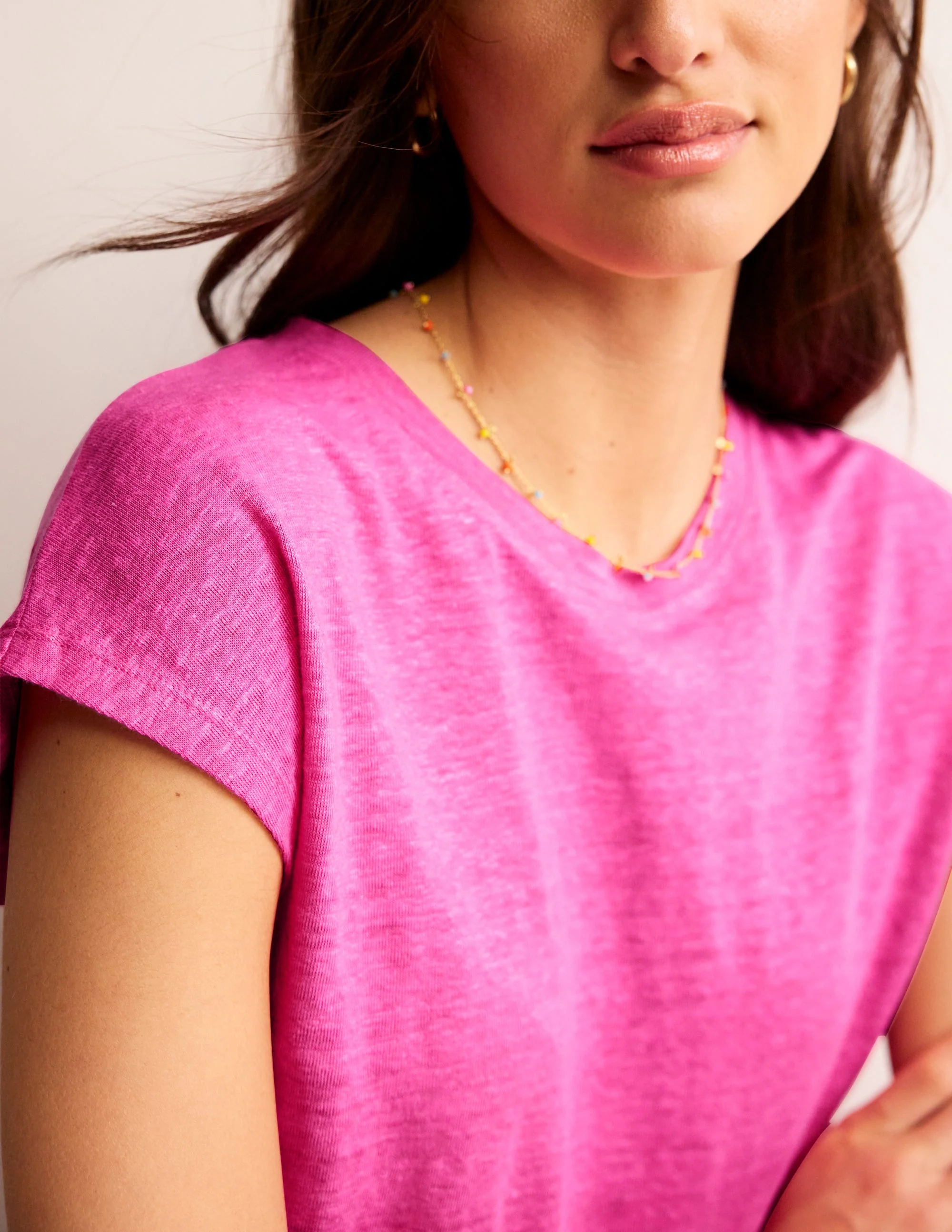 Louisa Leinen-T-Shirt mit Rundhalsausschnitt-Sangria Sonnenuntergang - Image 2