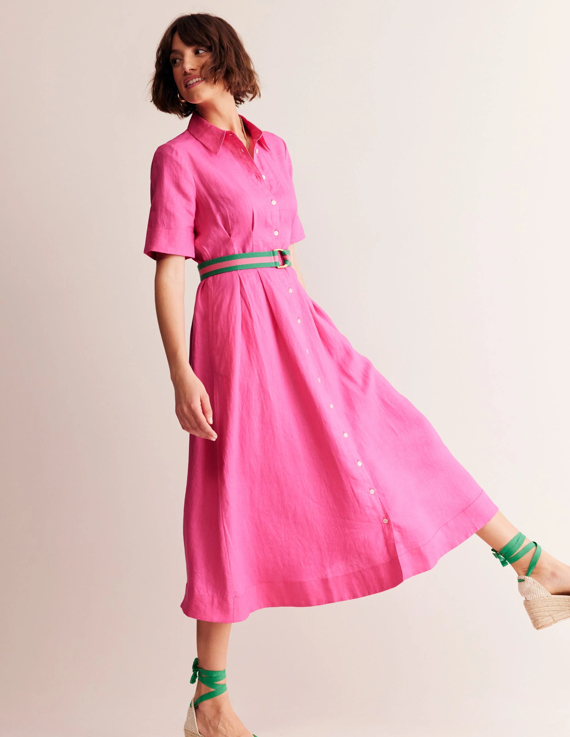 Louise Midi-Hemdblusenkleid aus Leinen-Beacon