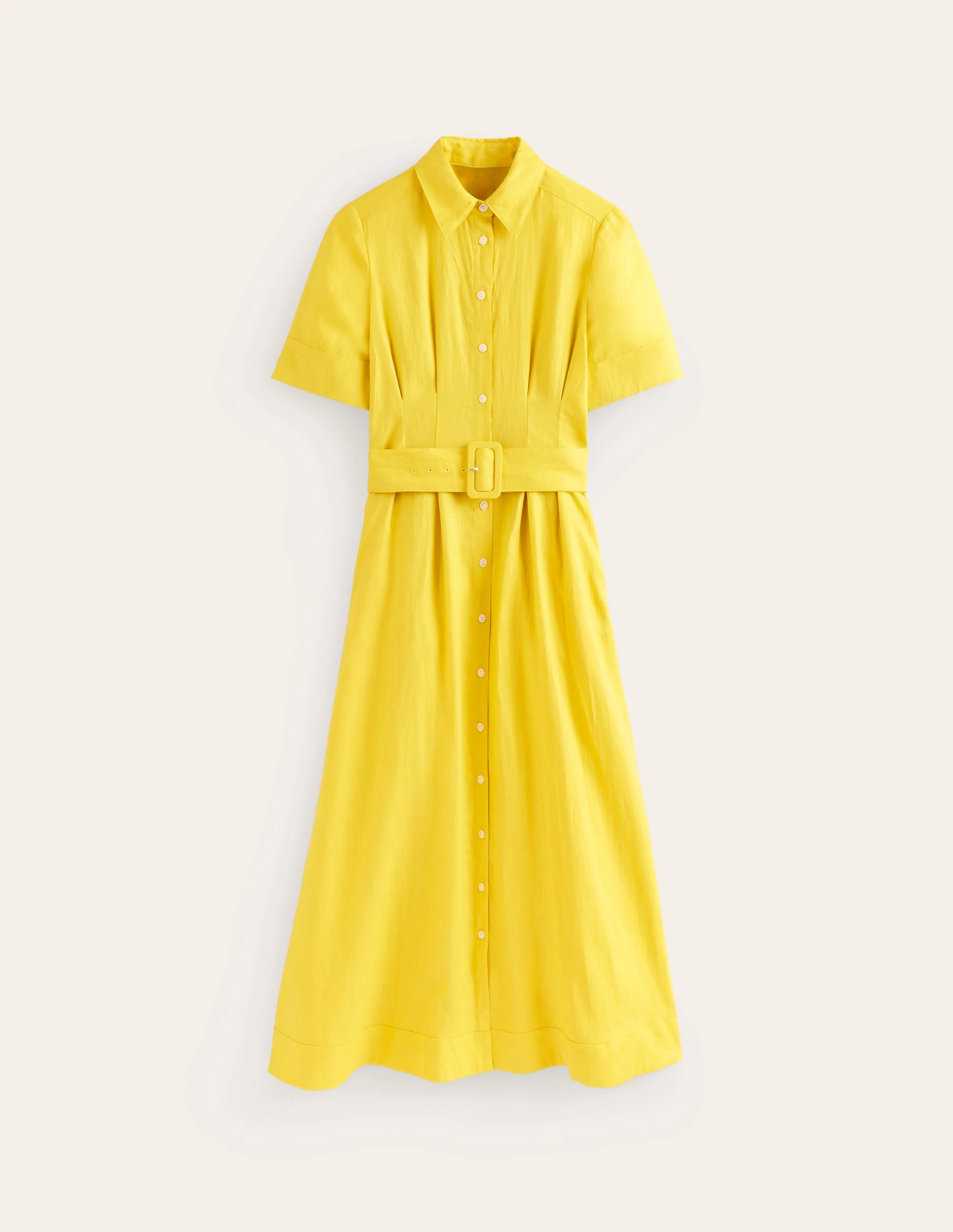 Louise Midi-Hemdblusenkleid aus Leinen-Maracuja - Image 5