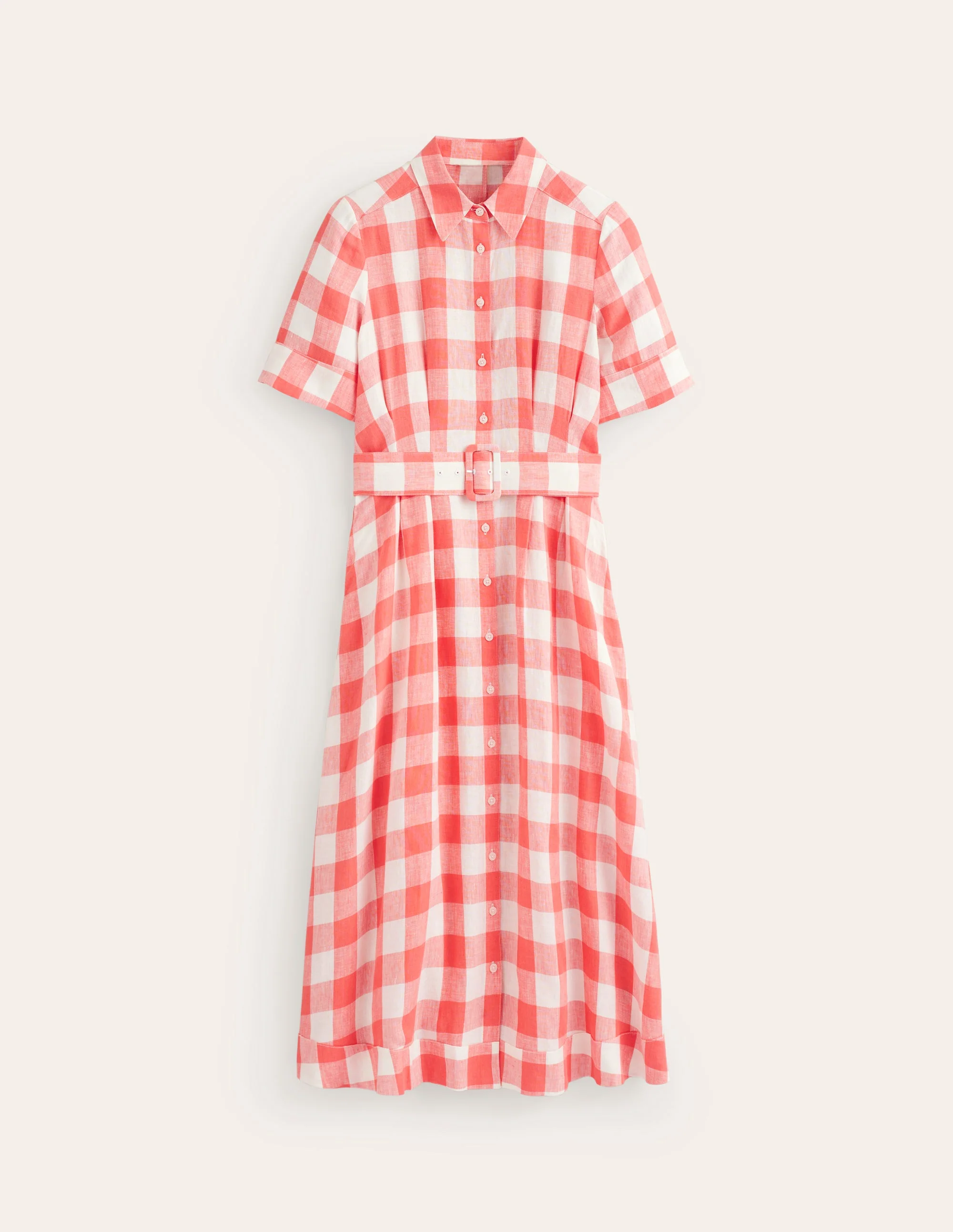 Louise Midi-Hemdblusenkleid aus Leinen-Porzellan Rose - Image 6