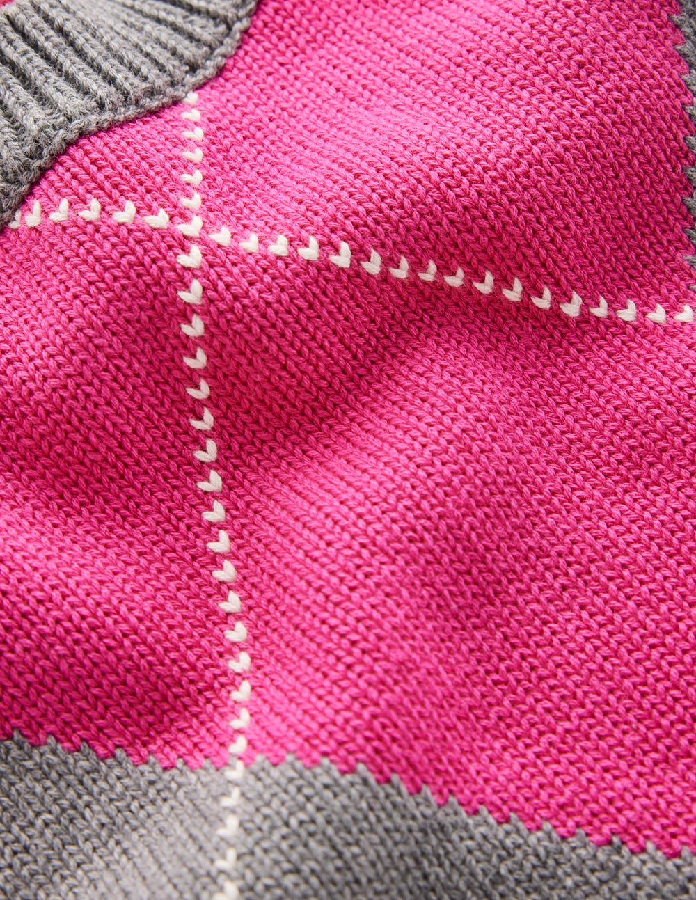 Lucy Baumwoll-Oberteil-Rosa/Grau Argyle - Image 6