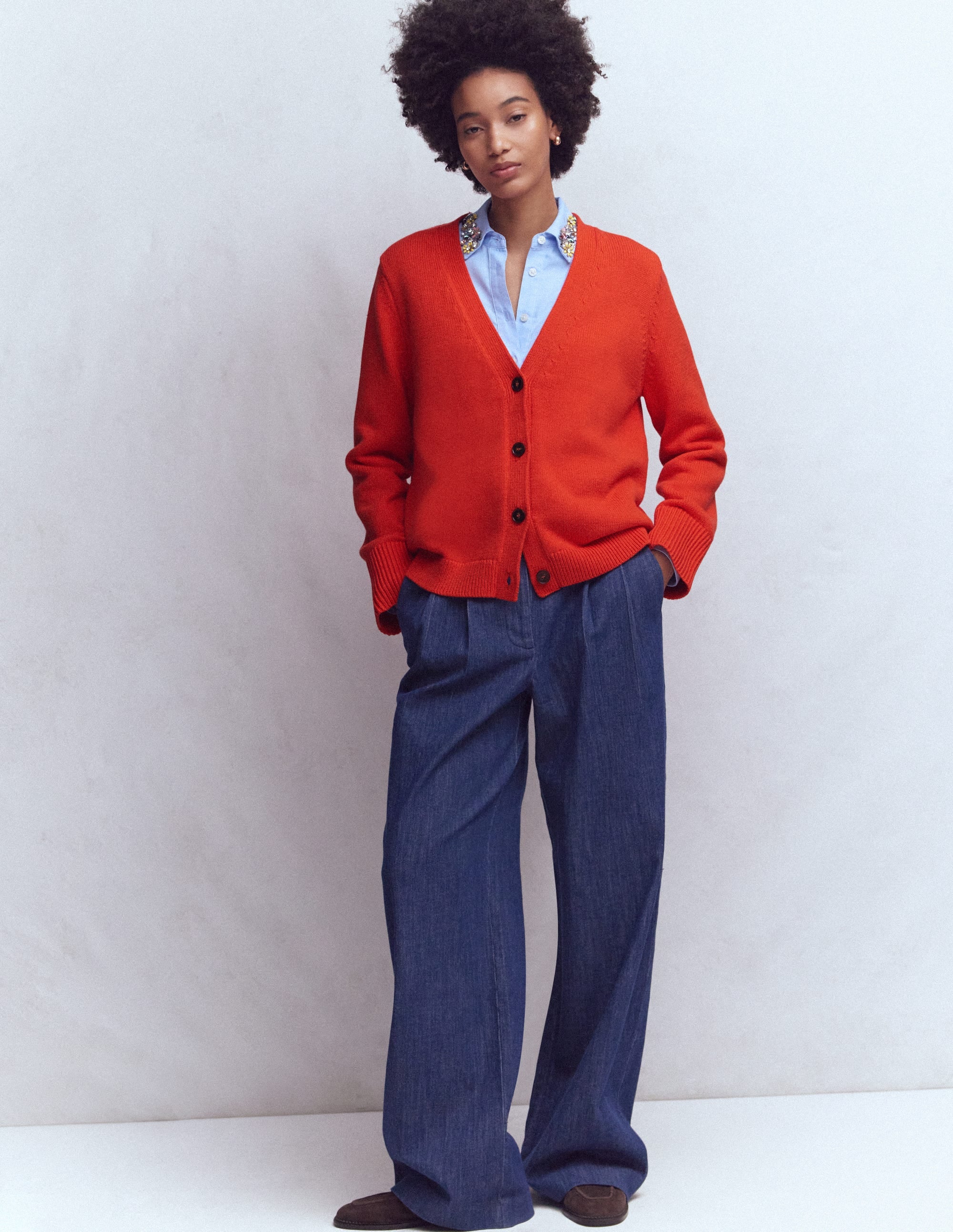 Lucy Lockere Strickjacke aus Baumwolle-Leuchtendes Orange