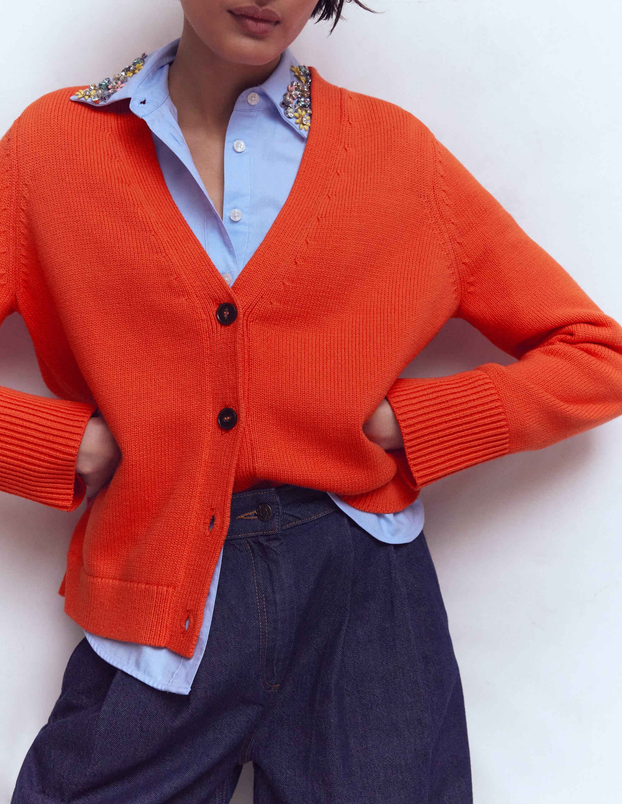 Lucy Lockere Strickjacke aus Baumwolle-Leuchtendes Orange - Image 2