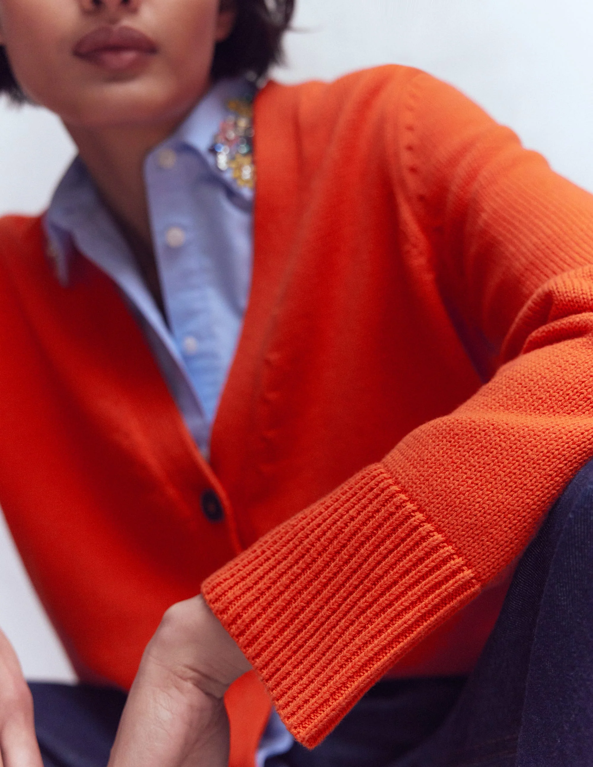 Lucy Lockere Strickjacke aus Baumwolle-Leuchtendes Orange - Image 5