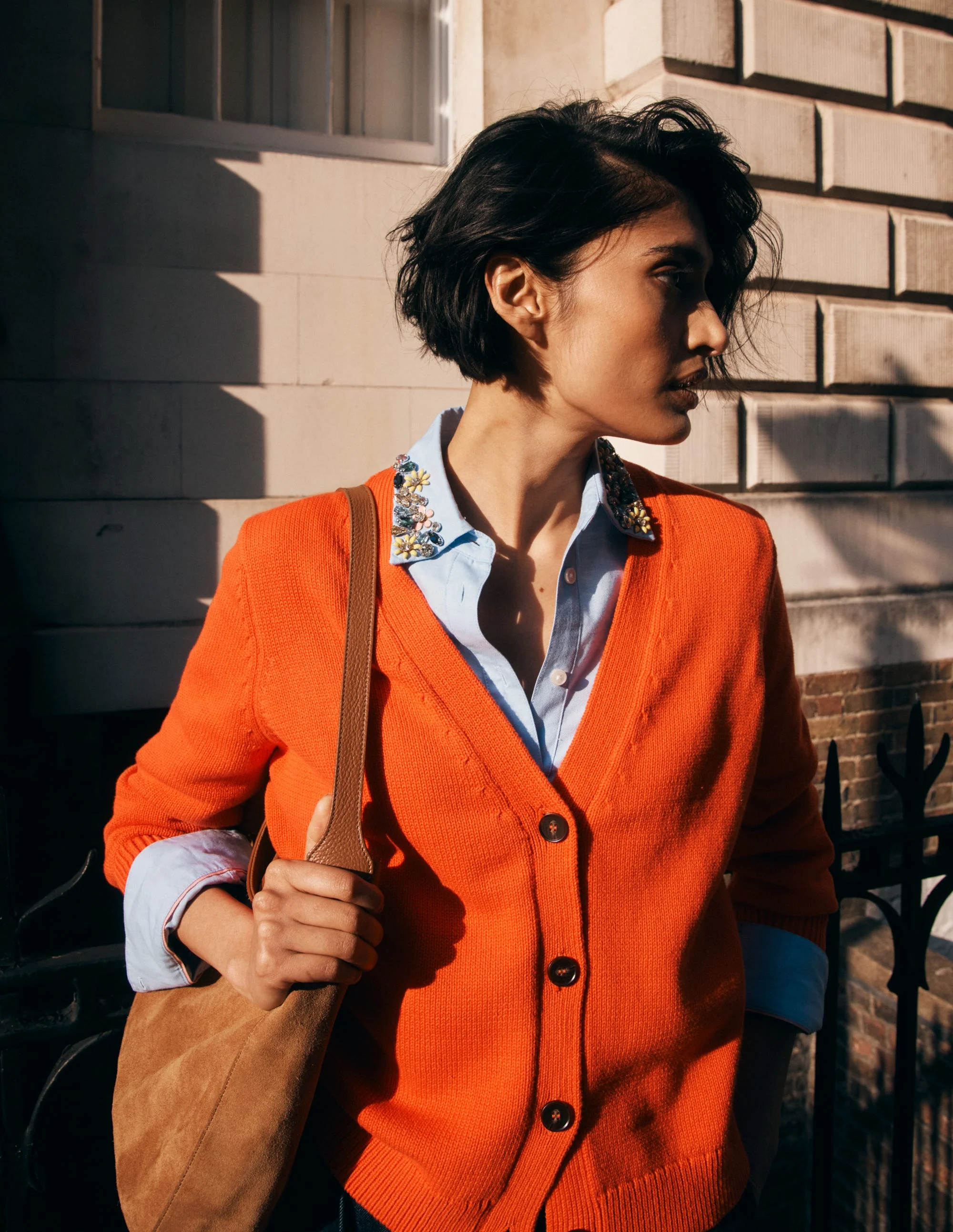 Lucy Lockere Strickjacke aus Baumwolle-Leuchtendes Orange - Image 6