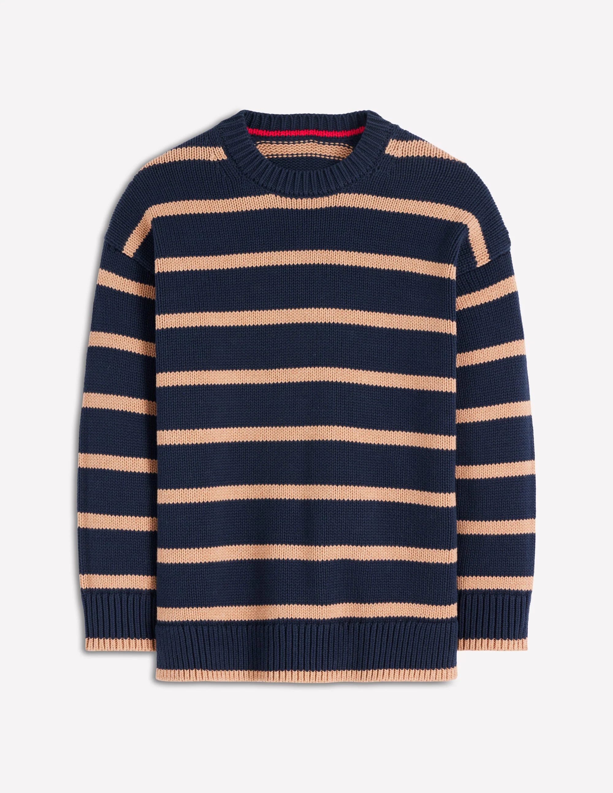 Lucy Oversize-Baumwollpullover-Marineblau/Kamelbraun Meliert - Image 5