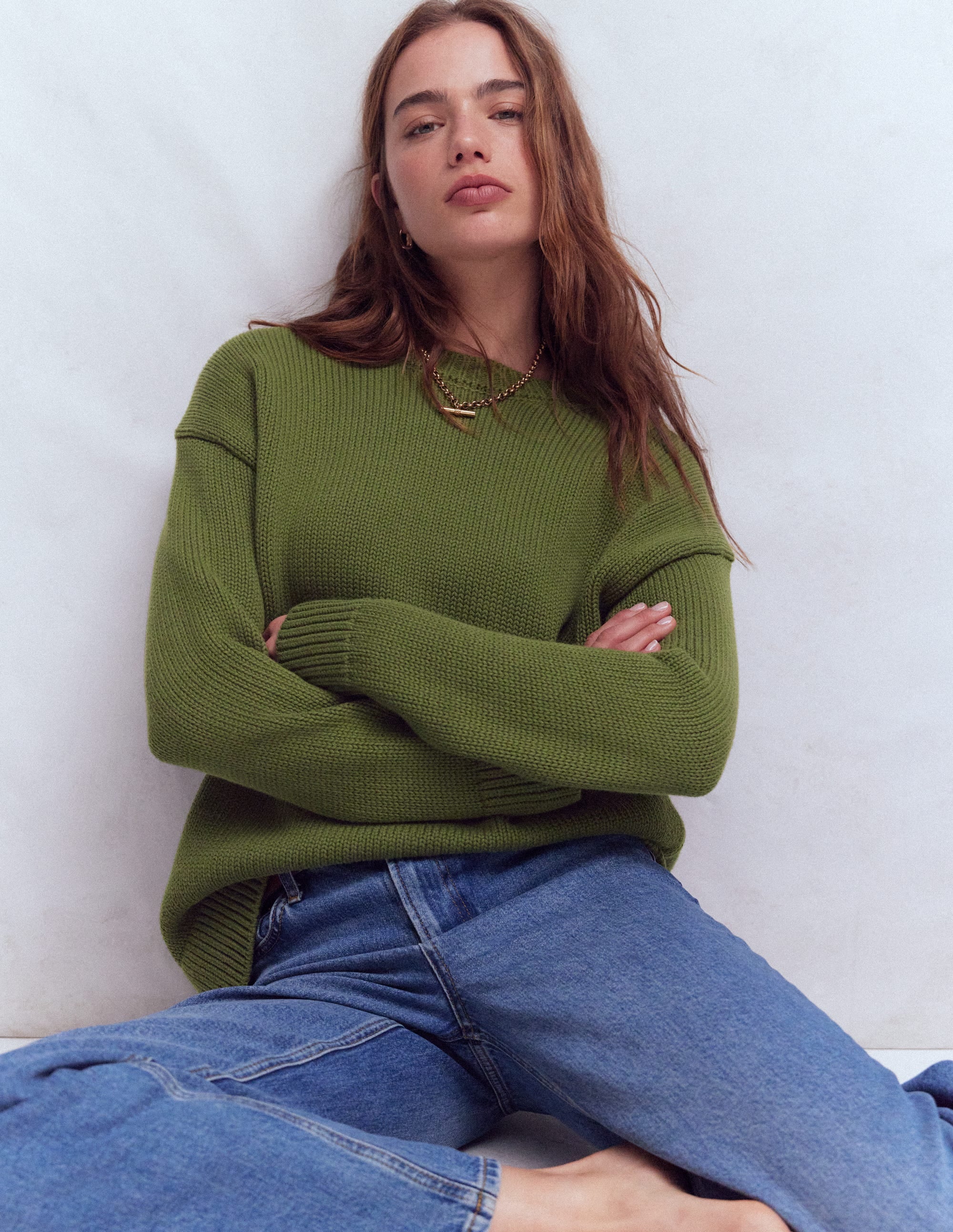 Lucy Oversize-Baumwollpullover-Promenadengrün - Image 5