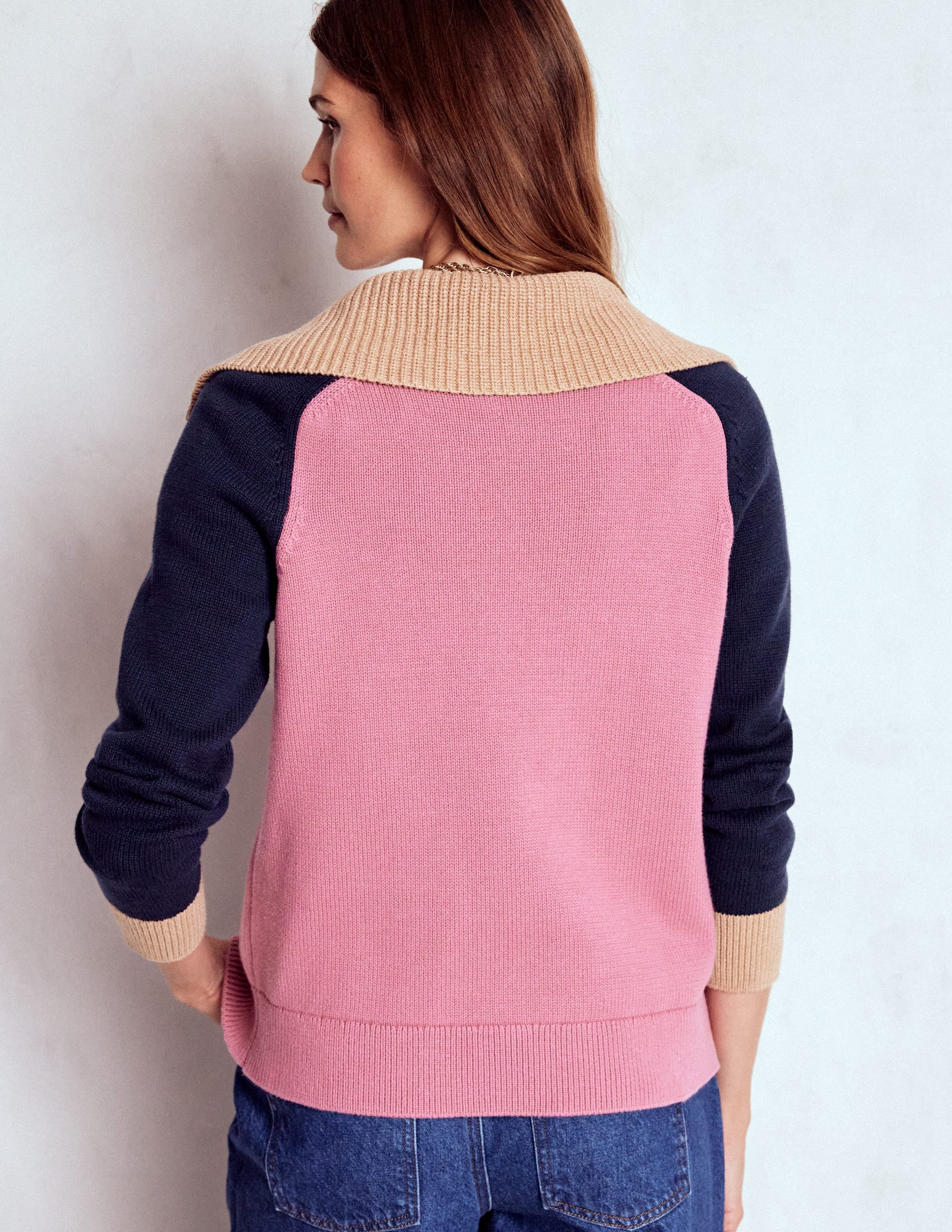 Lucy Pullover mit Halbreißverschluss-Rosa Heidekraut, Marineblau - Image 3