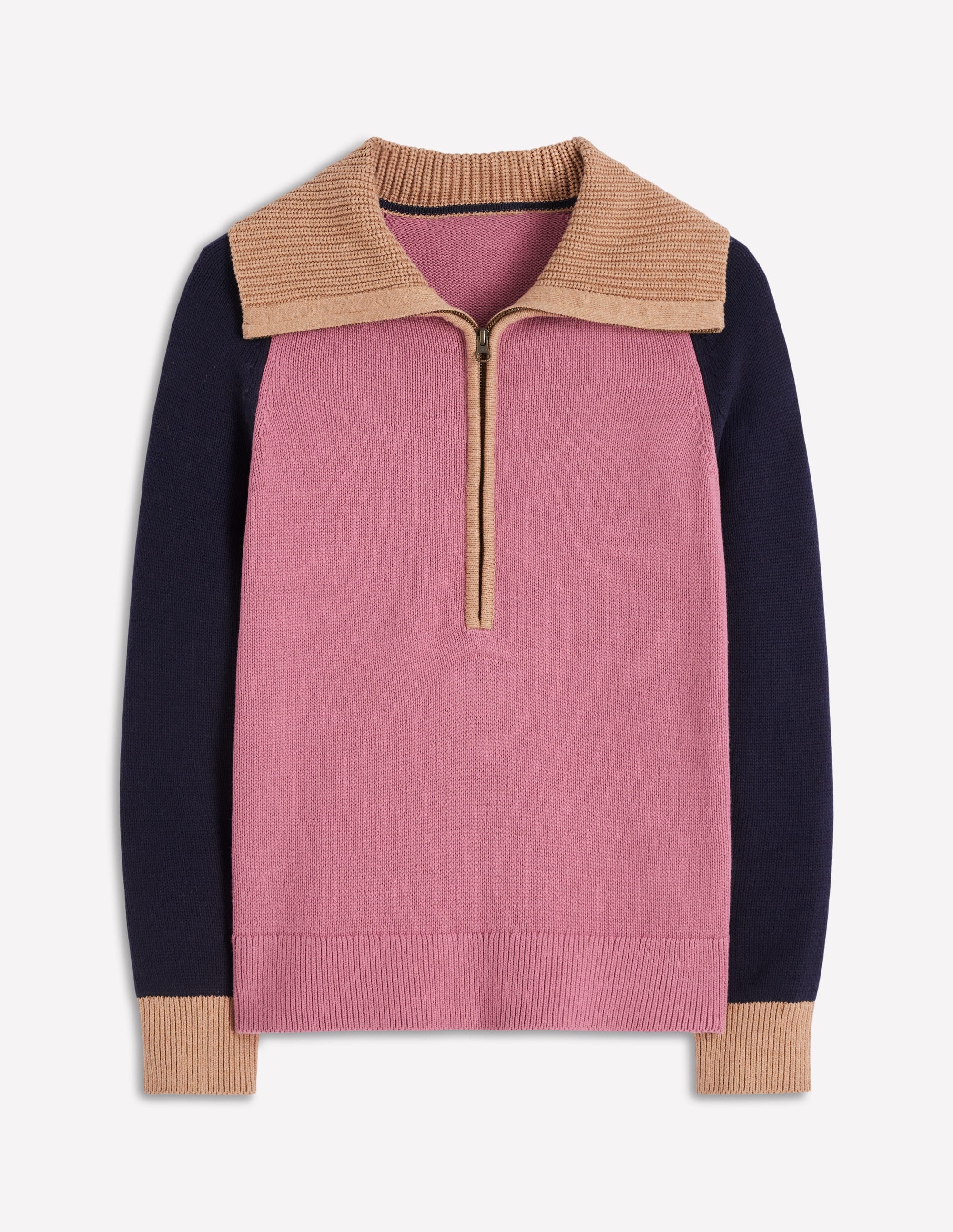 Lucy Pullover mit Halbreißverschluss-Rosa Heidekraut, Marineblau - Image 6