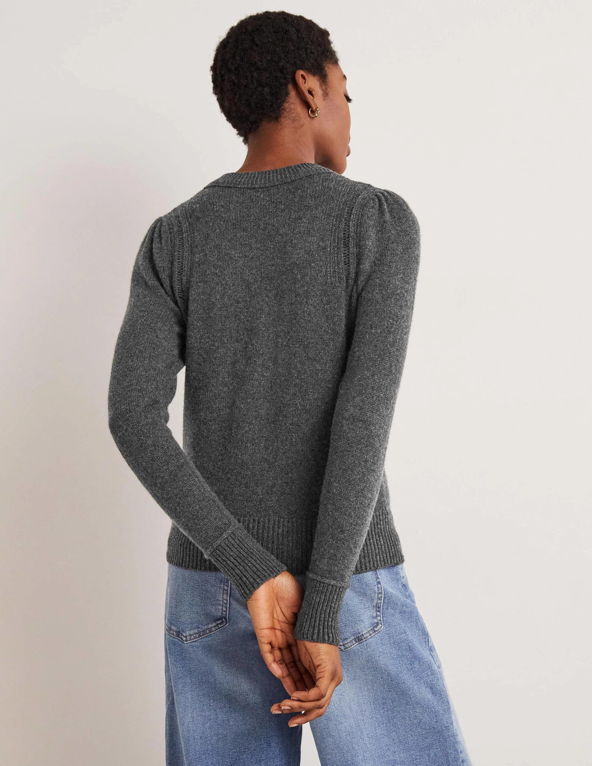 Luftiger Kaschmirpullover-Anthrazit Melange - Image 3