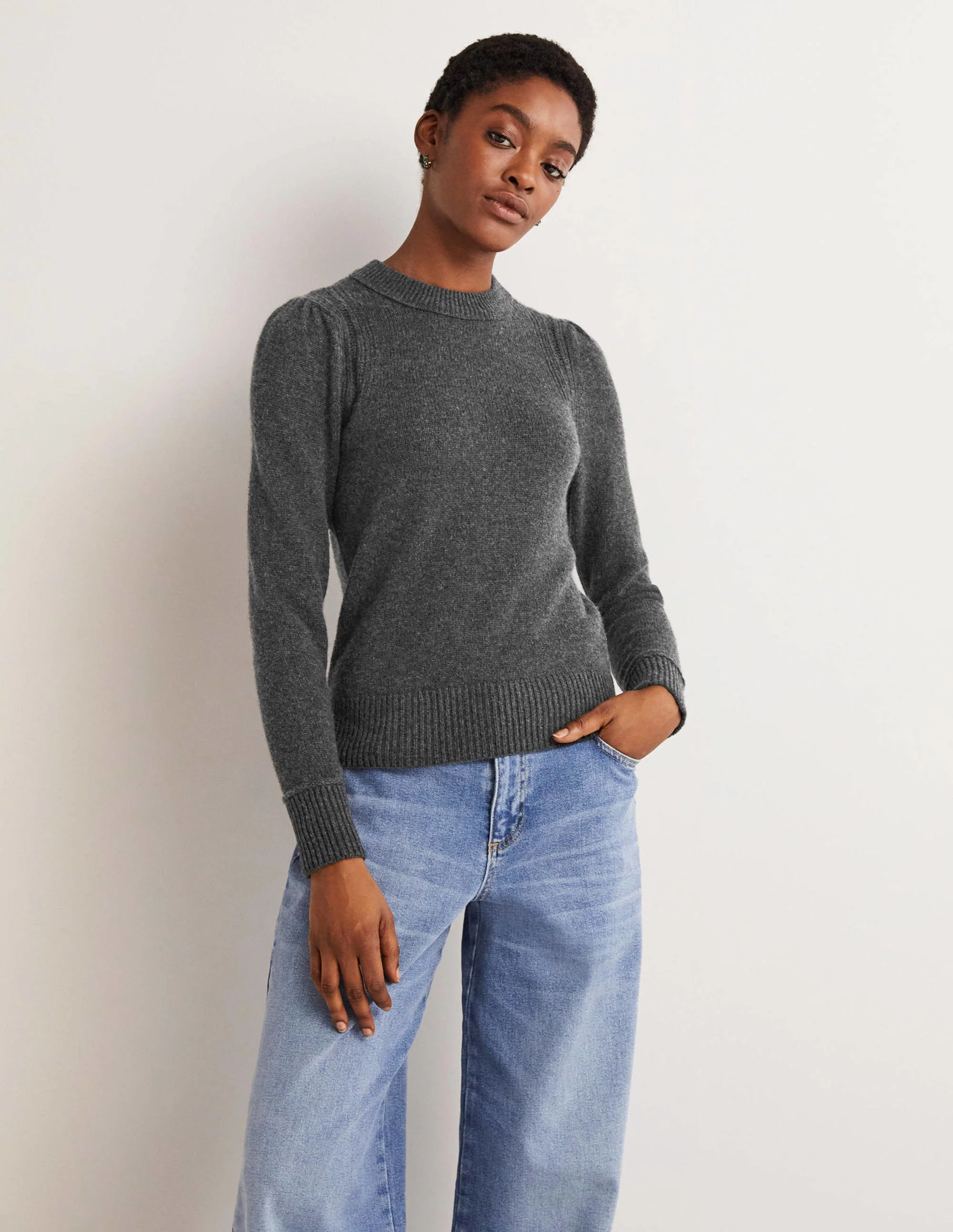 Luftiger Kaschmirpullover-Anthrazit Melange - Image 4