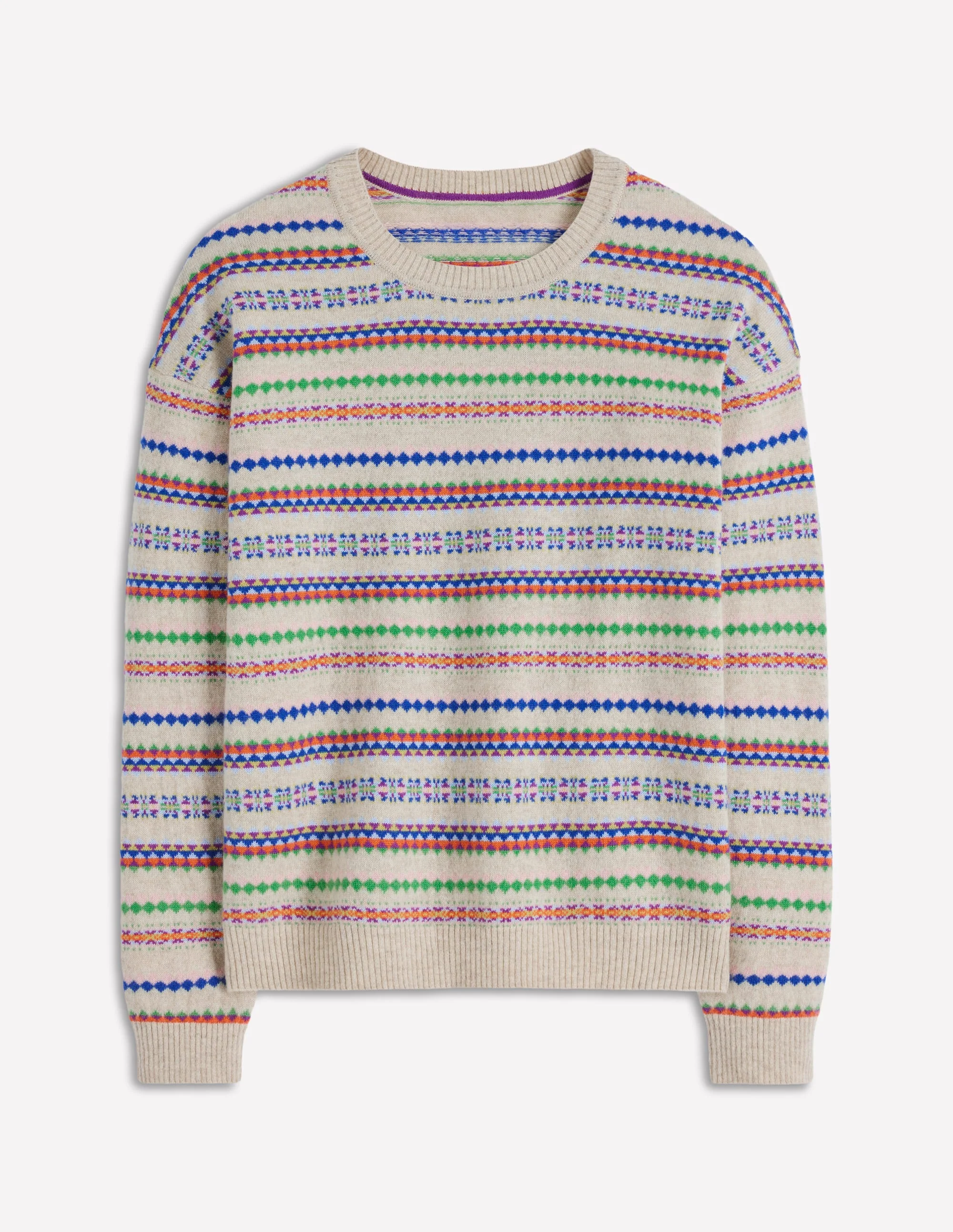 Lydia Kaschmirpullover-Haferbeige Meliert Fair-Isle - Image 6