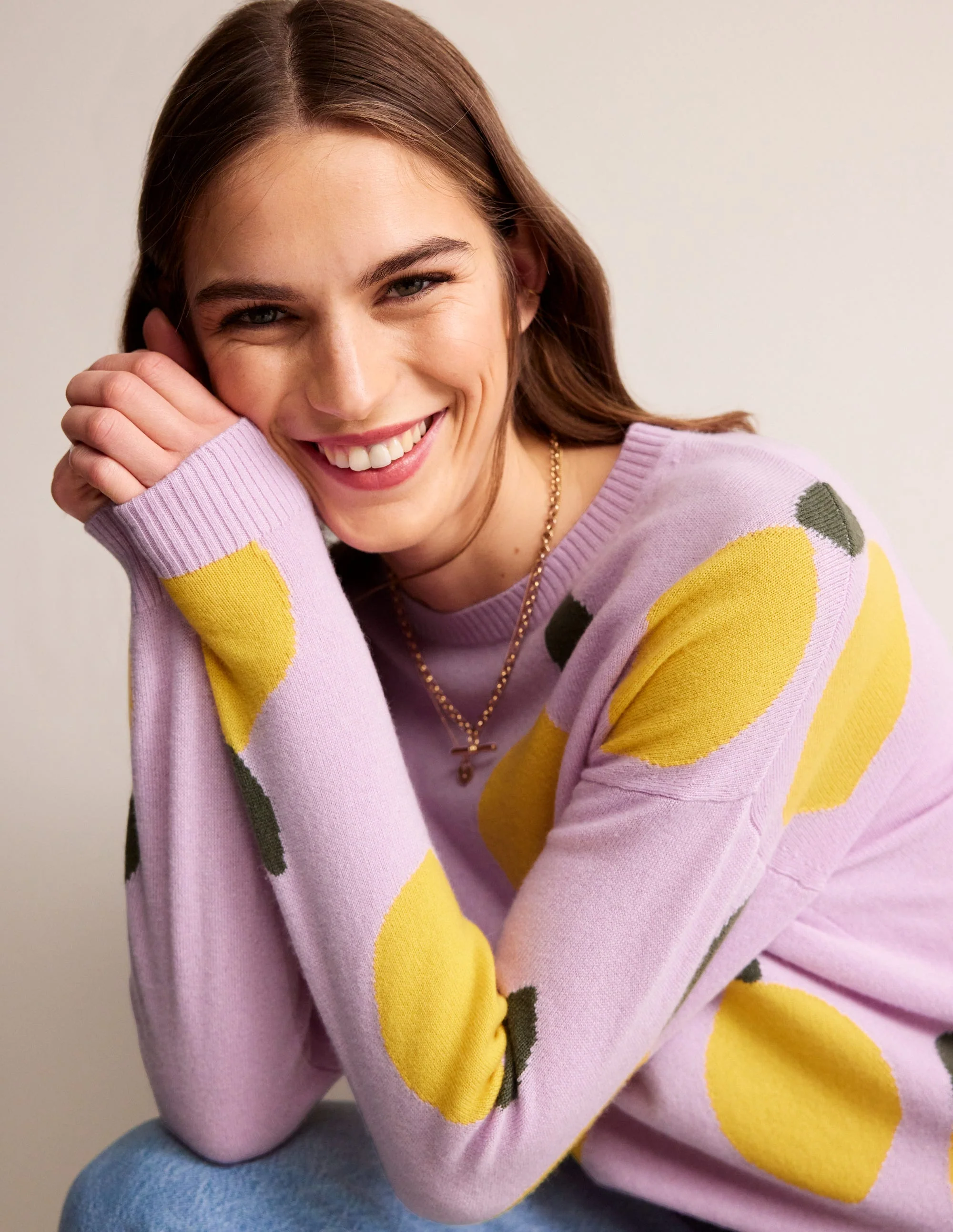 Lydia Kaschmirpullover-Mauve Dunst, Zitronen