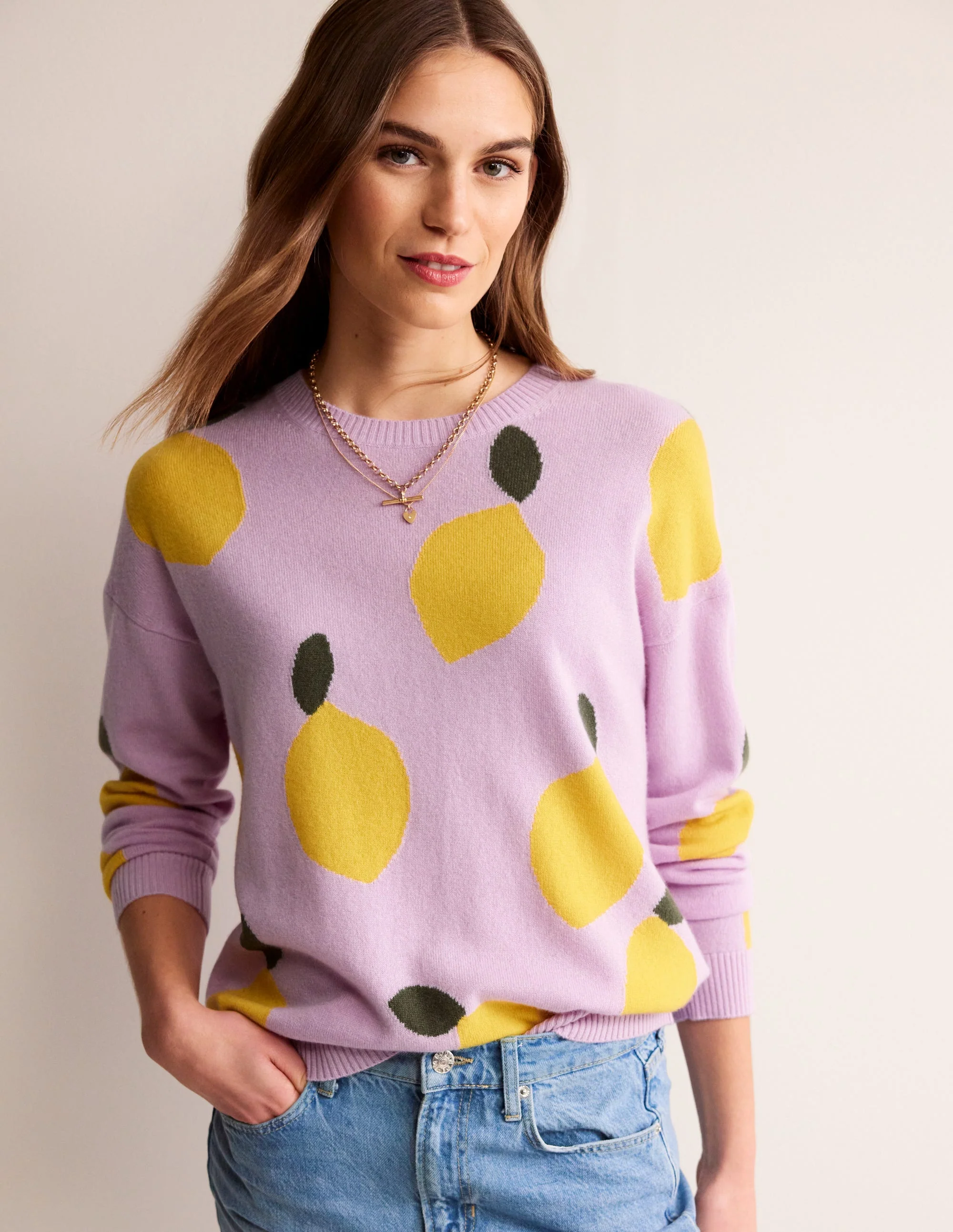 Lydia Kaschmirpullover-Mauve Dunst, Zitronen - Image 2