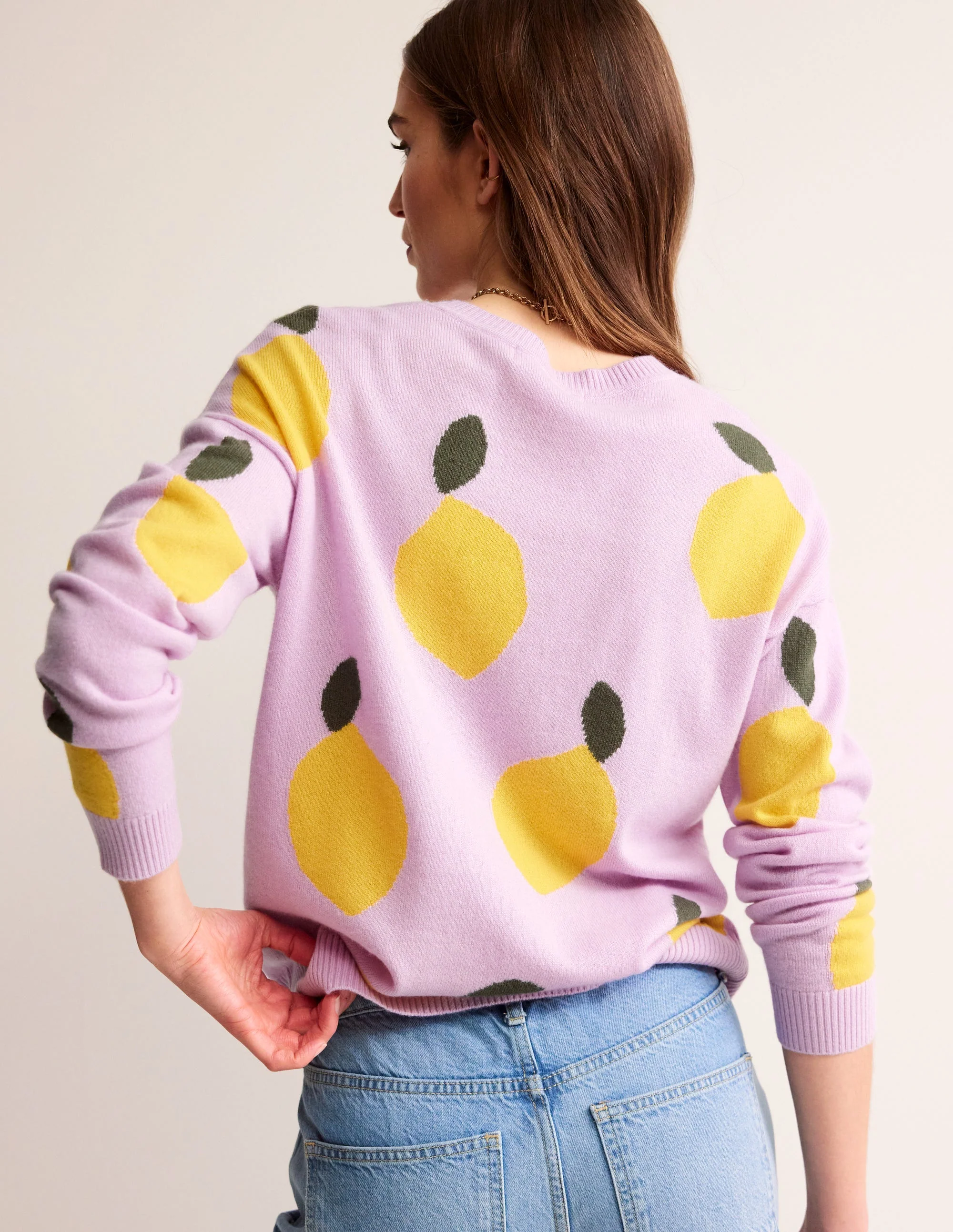 Lydia Kaschmirpullover-Mauve Dunst, Zitronen - Image 4