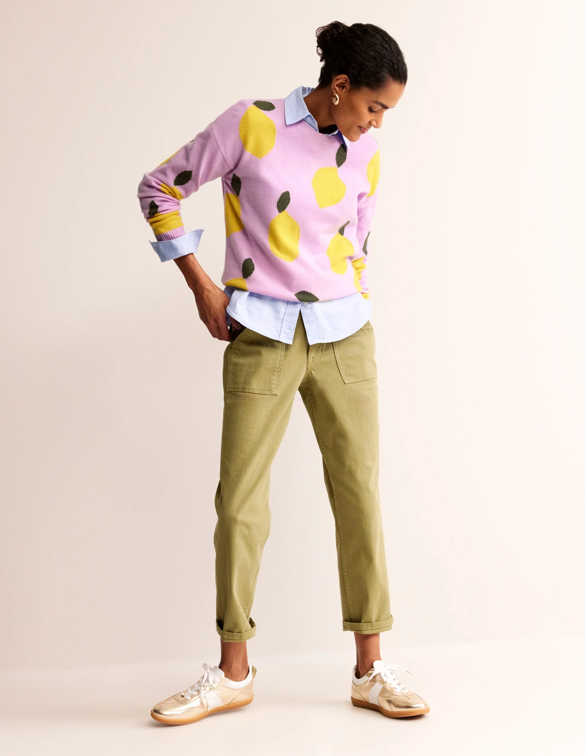 Lydia Kaschmirpullover-Mauve Dunst, Zitronen - Image 5