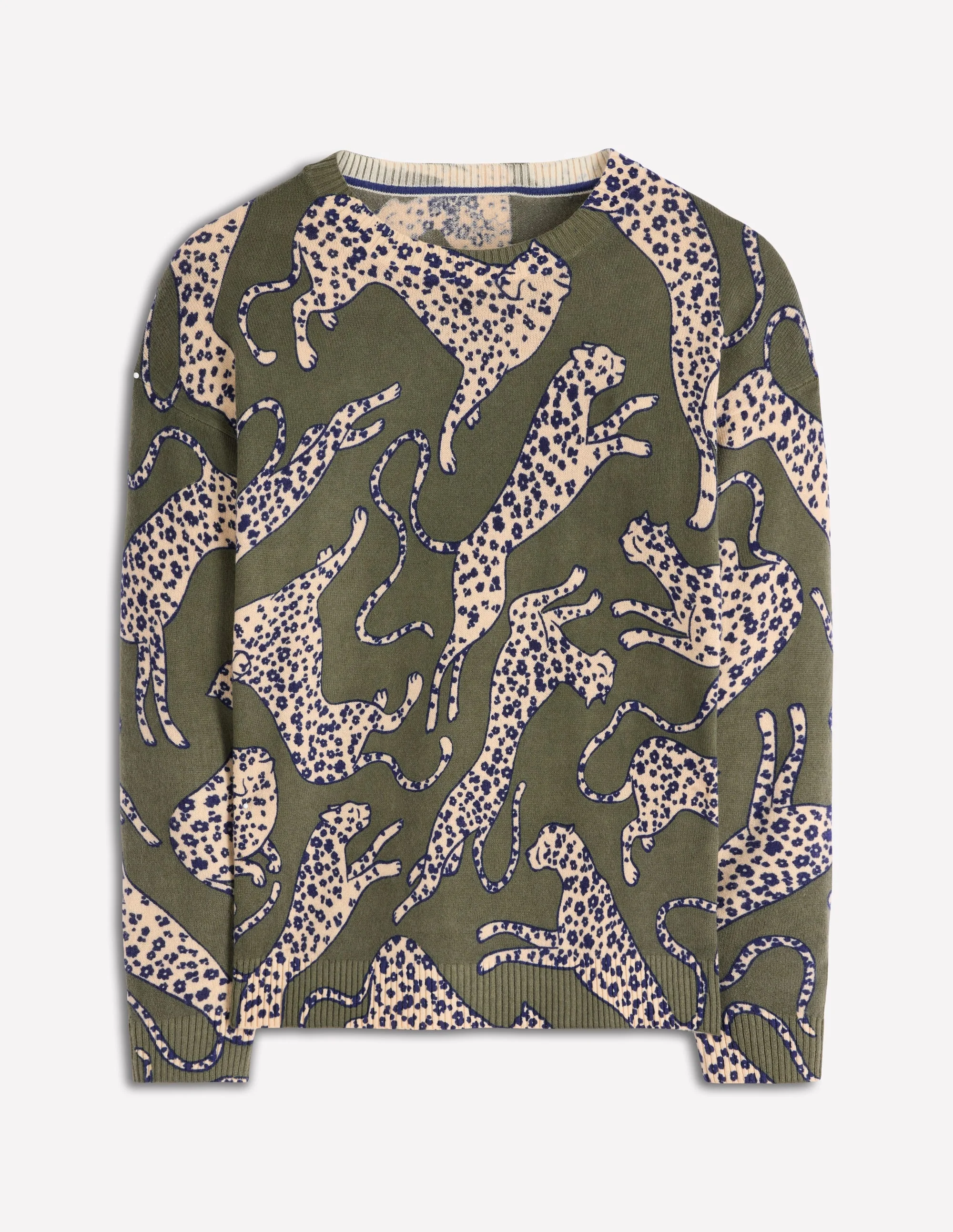 Lydia Kaschmirpullover-Waldgrün, Leopard - Image 7
