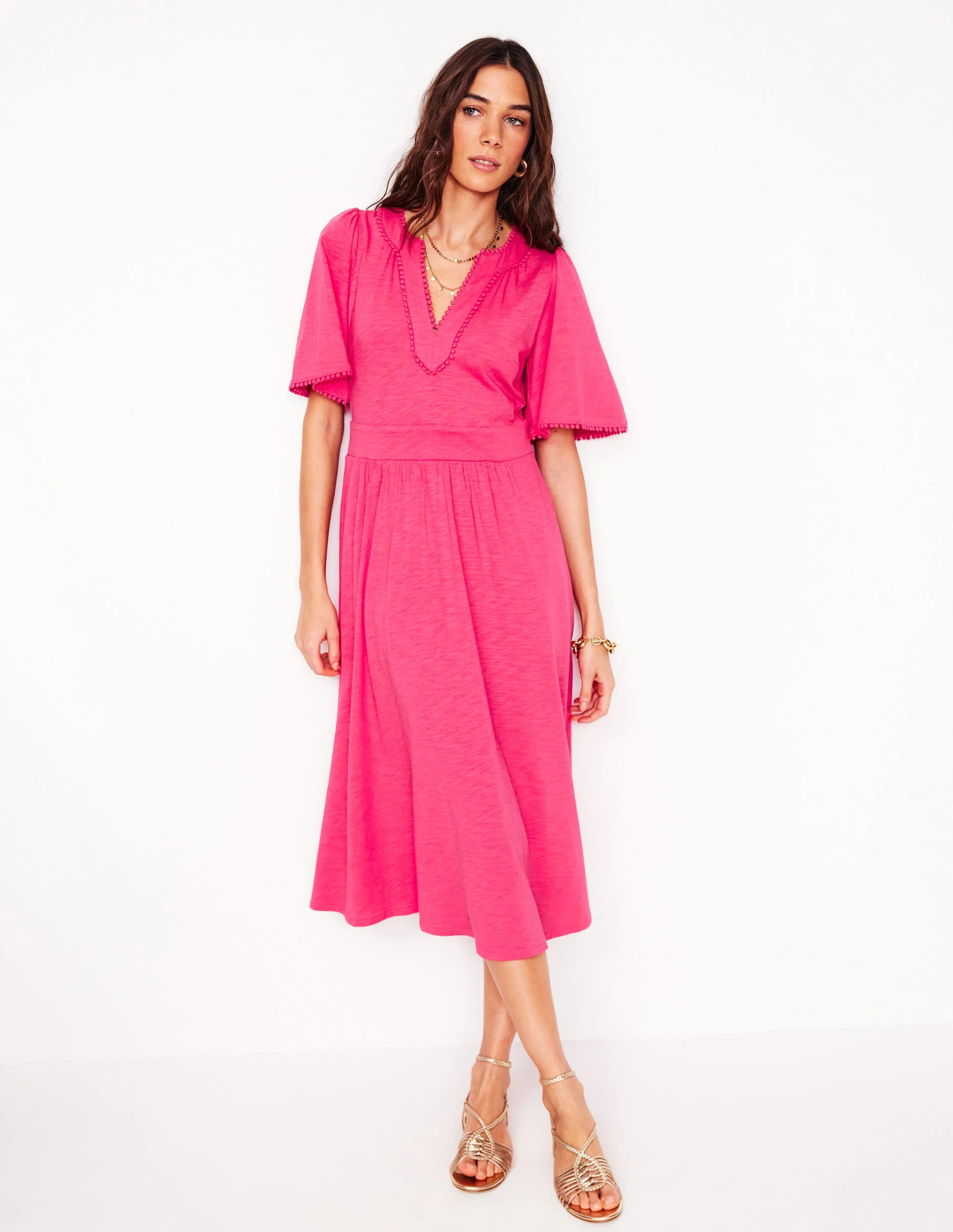 Maddie Jerseykleid mit Besatz-Kamelienrosa - Image 4