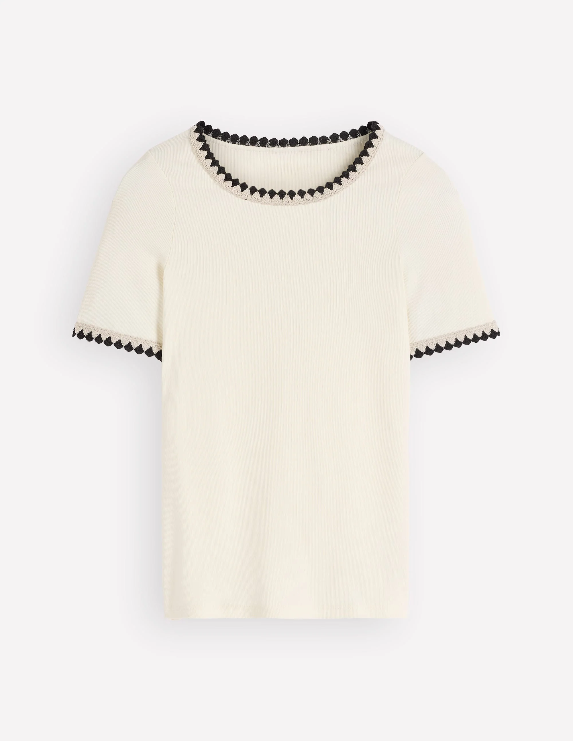 Maddie T-Shirt mit Besatz-Naturweiß mit Schwarz - Image 6