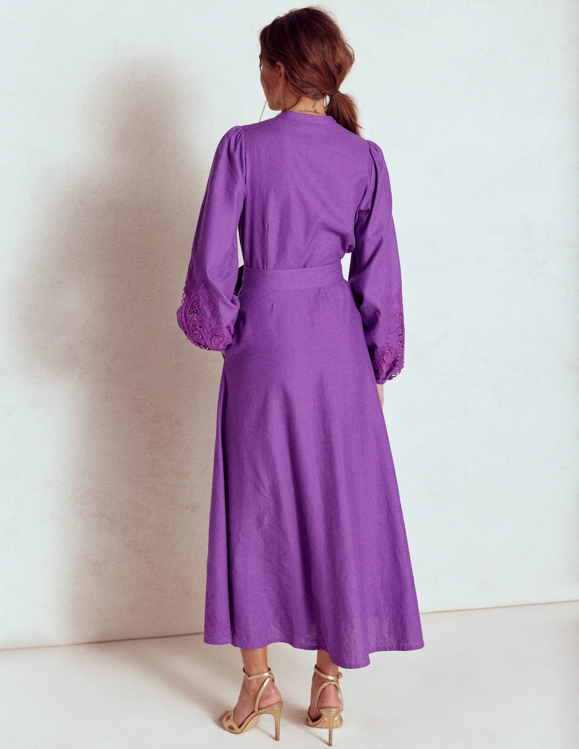 Mae Hemdblusenkleid aus Leinenmischgewebe-Königsviolett - Image 6