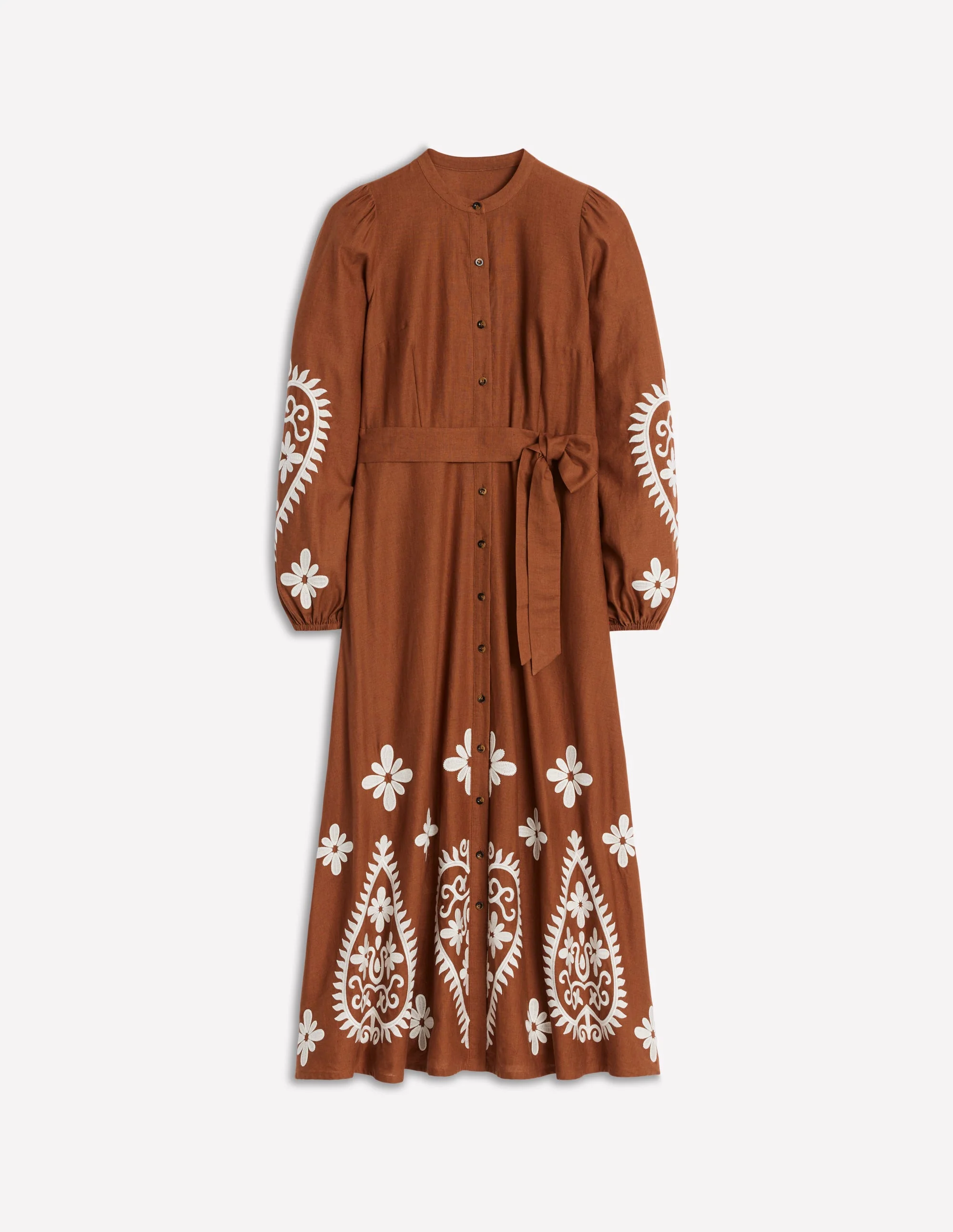 Mae Hemdblusenkleid aus Leinenmischgewebe-Rotbraun - Image 7