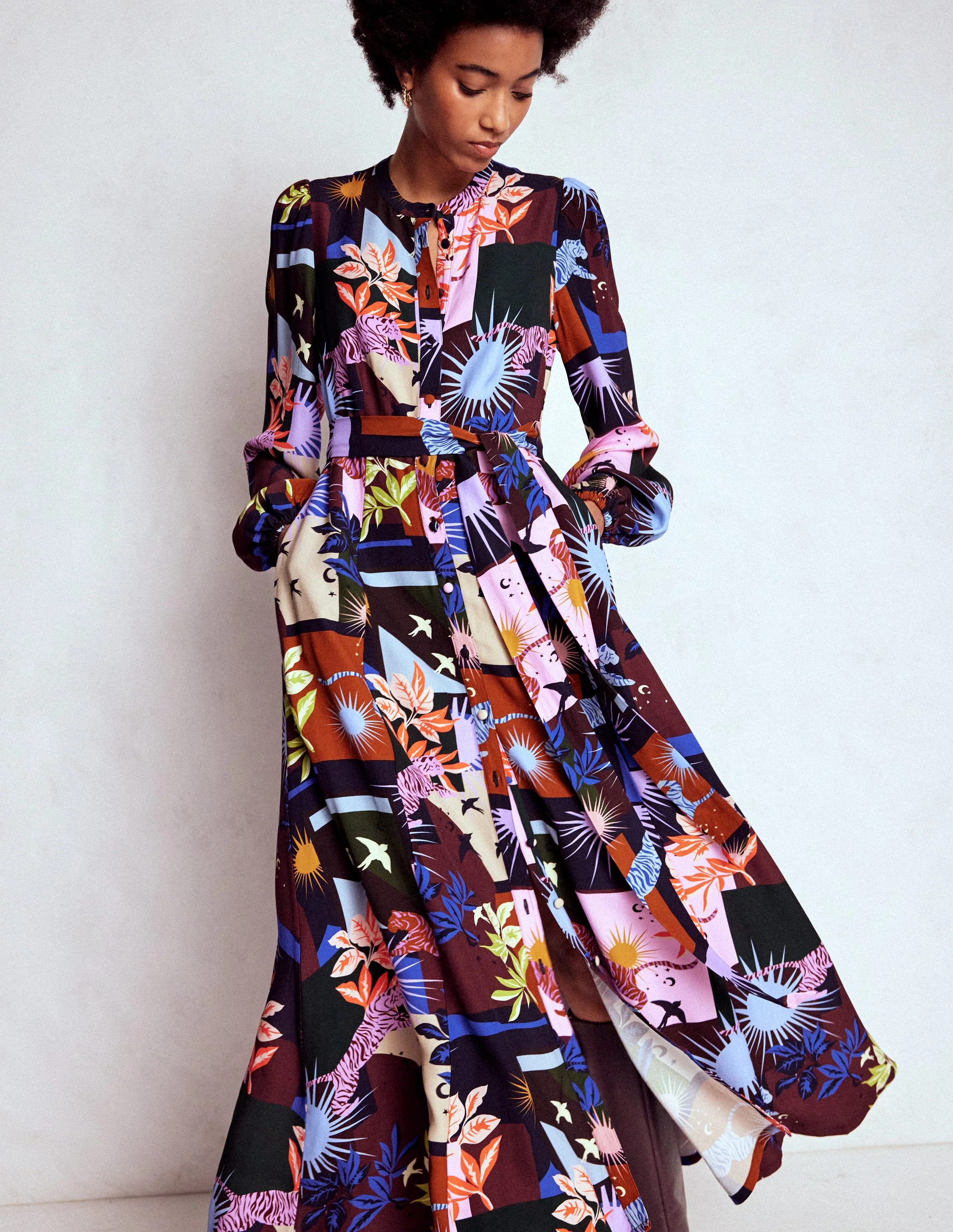 Mae Maxi-Hemdblusenkleid für besondere Anlässe-Bunt, Kosmische Savanne - Image 4