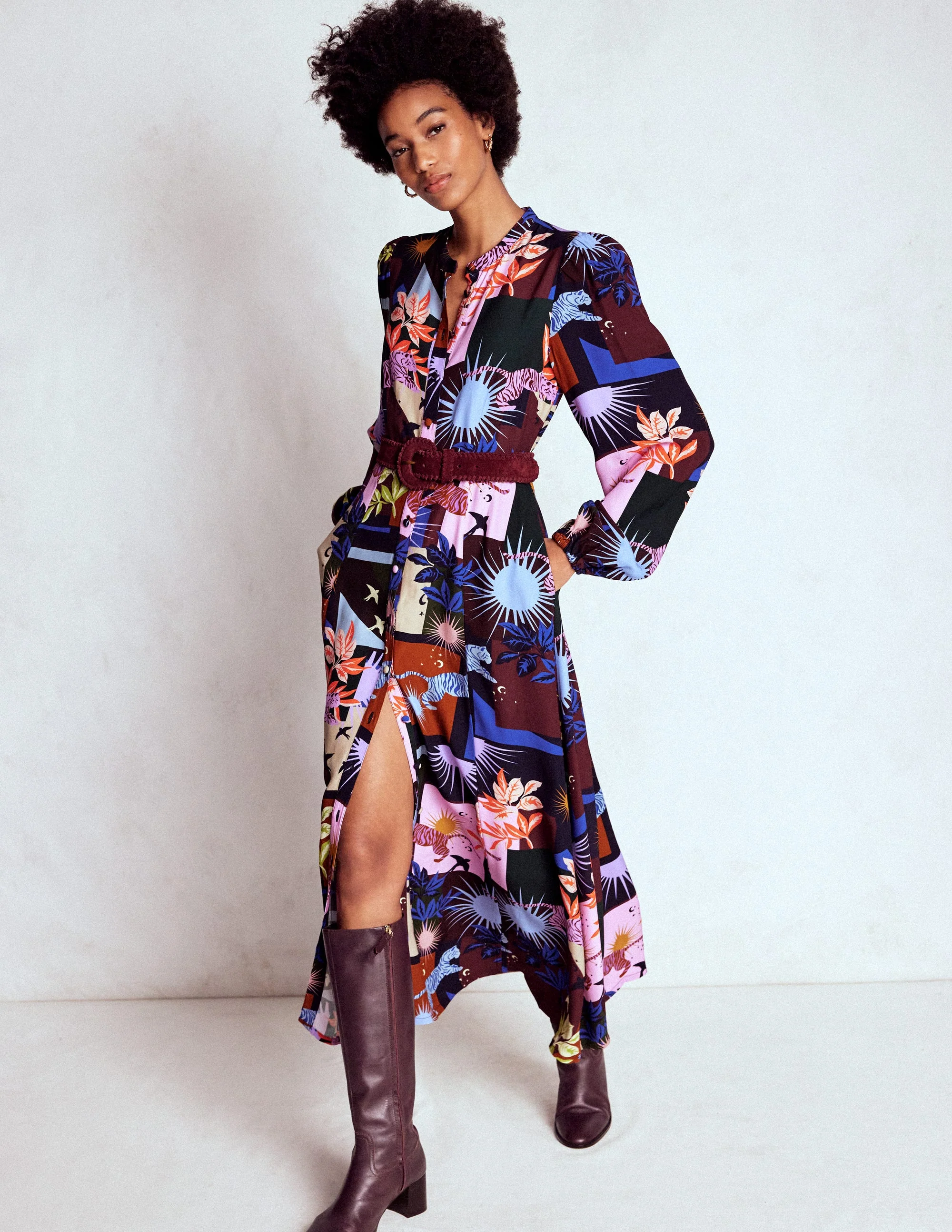 Mae Maxi-Hemdblusenkleid für besondere Anlässe-Bunt, Kosmische Savanne - Image 5