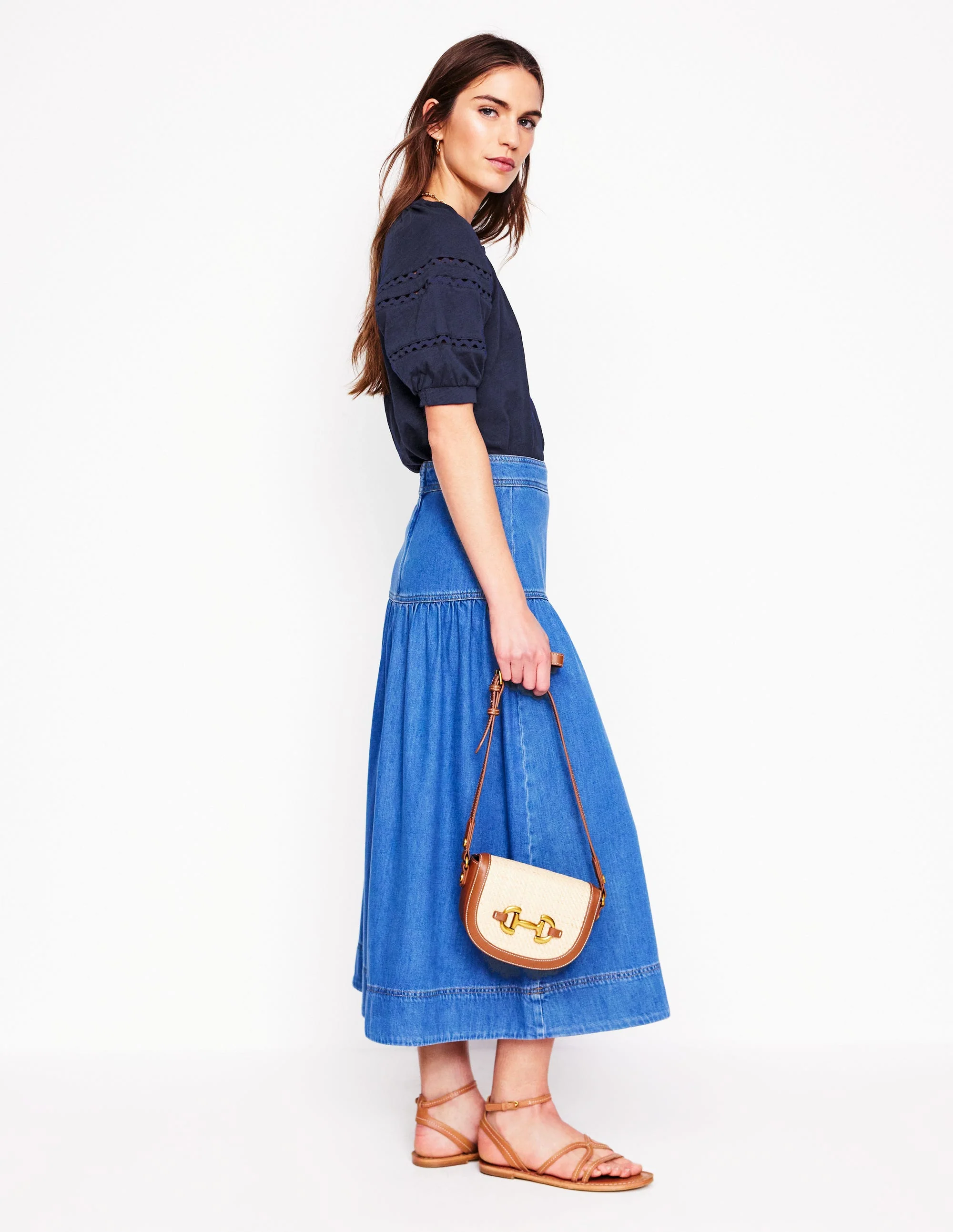 Maisy Oberteil mit Zickzack-Besatz-Marineblaue