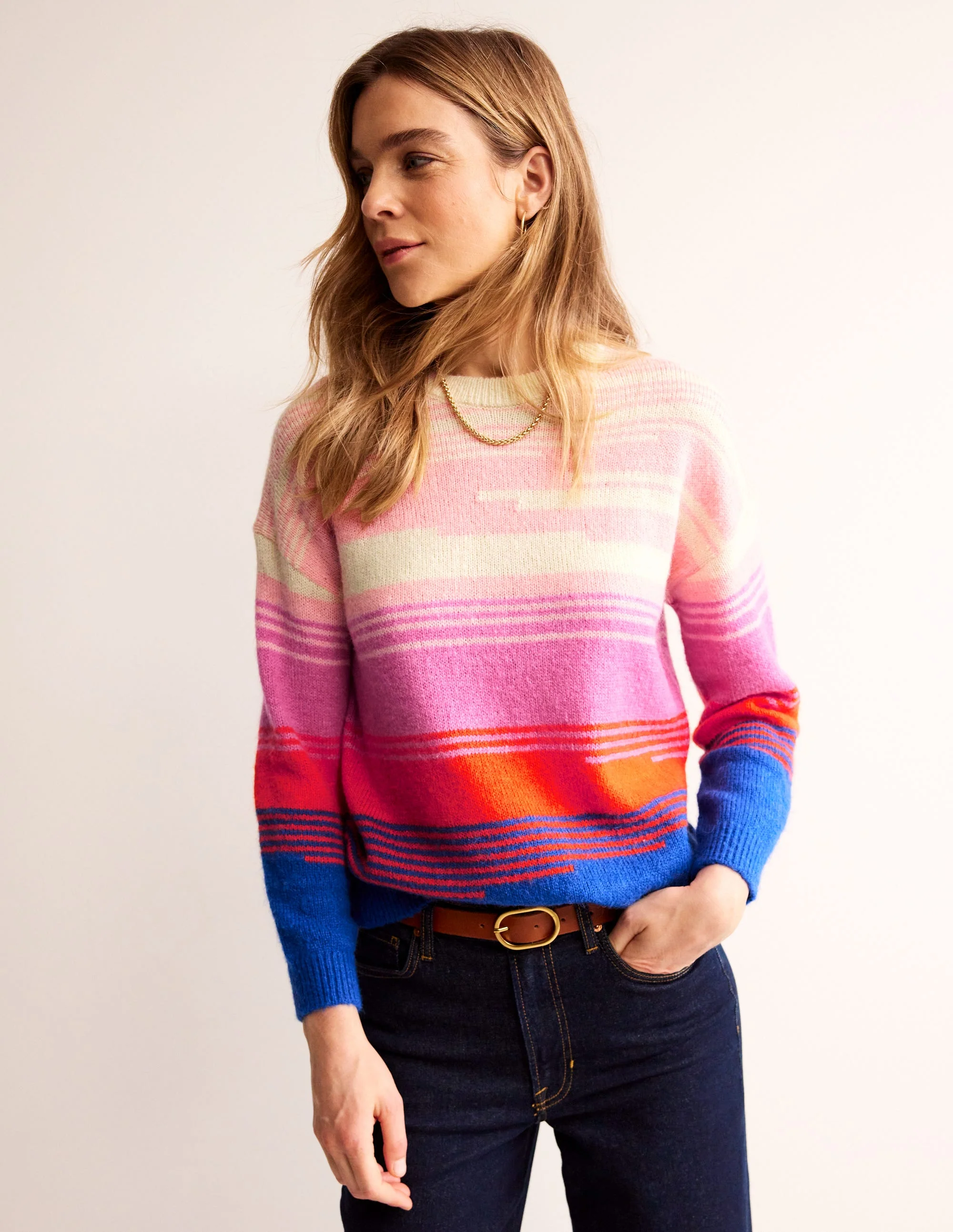 Malerischer Pullover mit Rundhalsausschnitt-Surf the Web, Abstrakte Landschaft