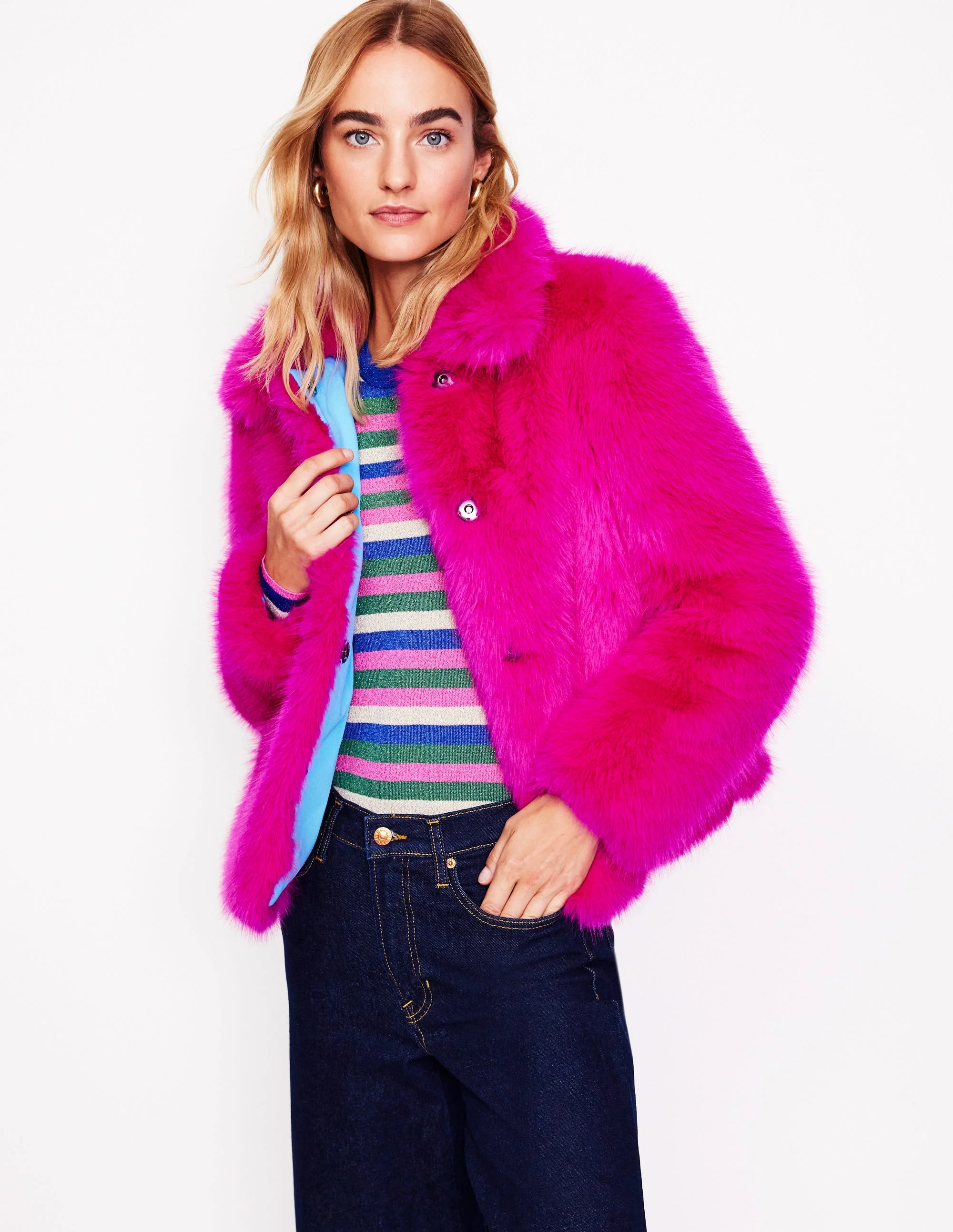 Mantel aus Kunstfell-Blasspink - Image 4