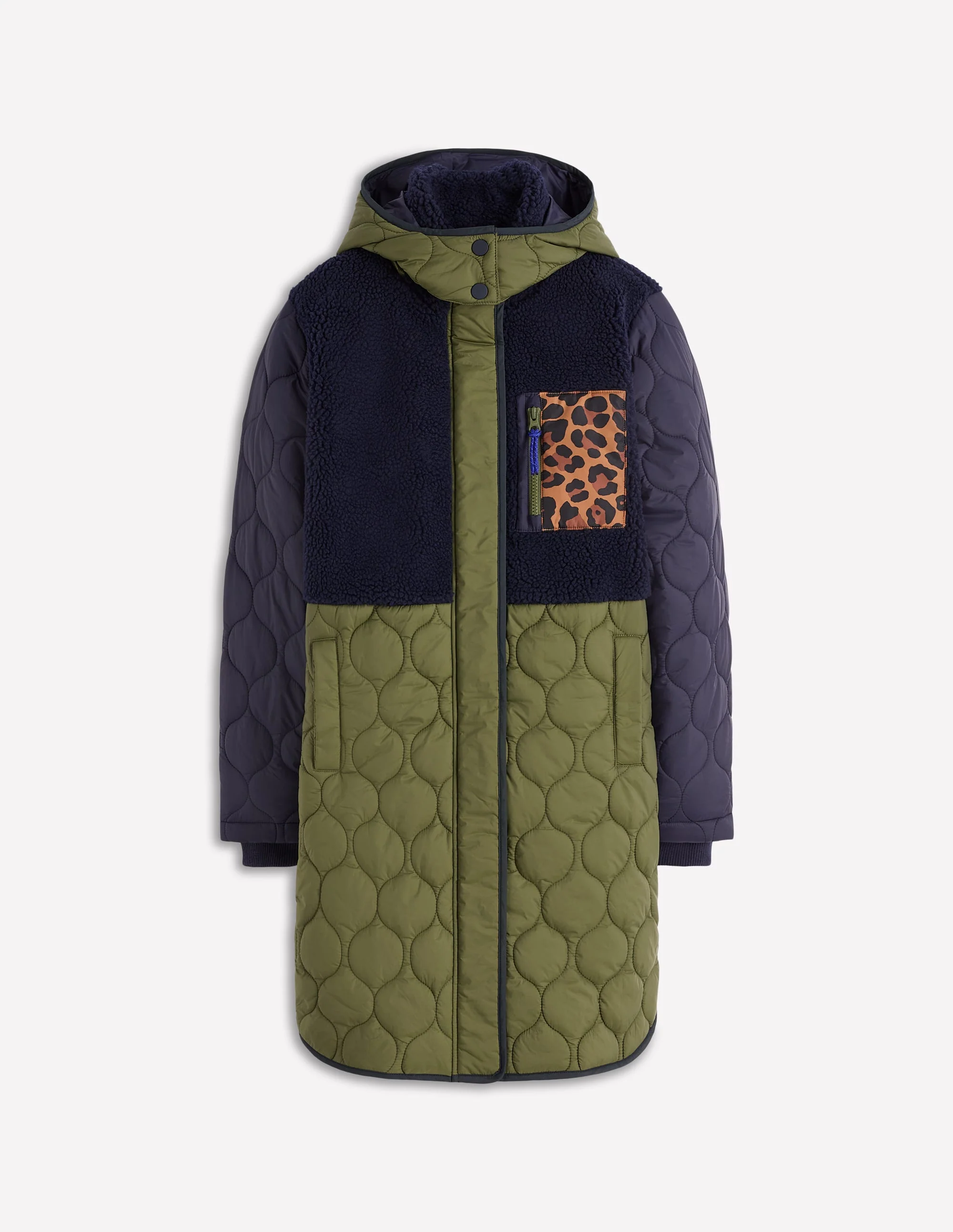 Mantel aus Teddyfell-Mix-Marineblau und Khaki - Image 6