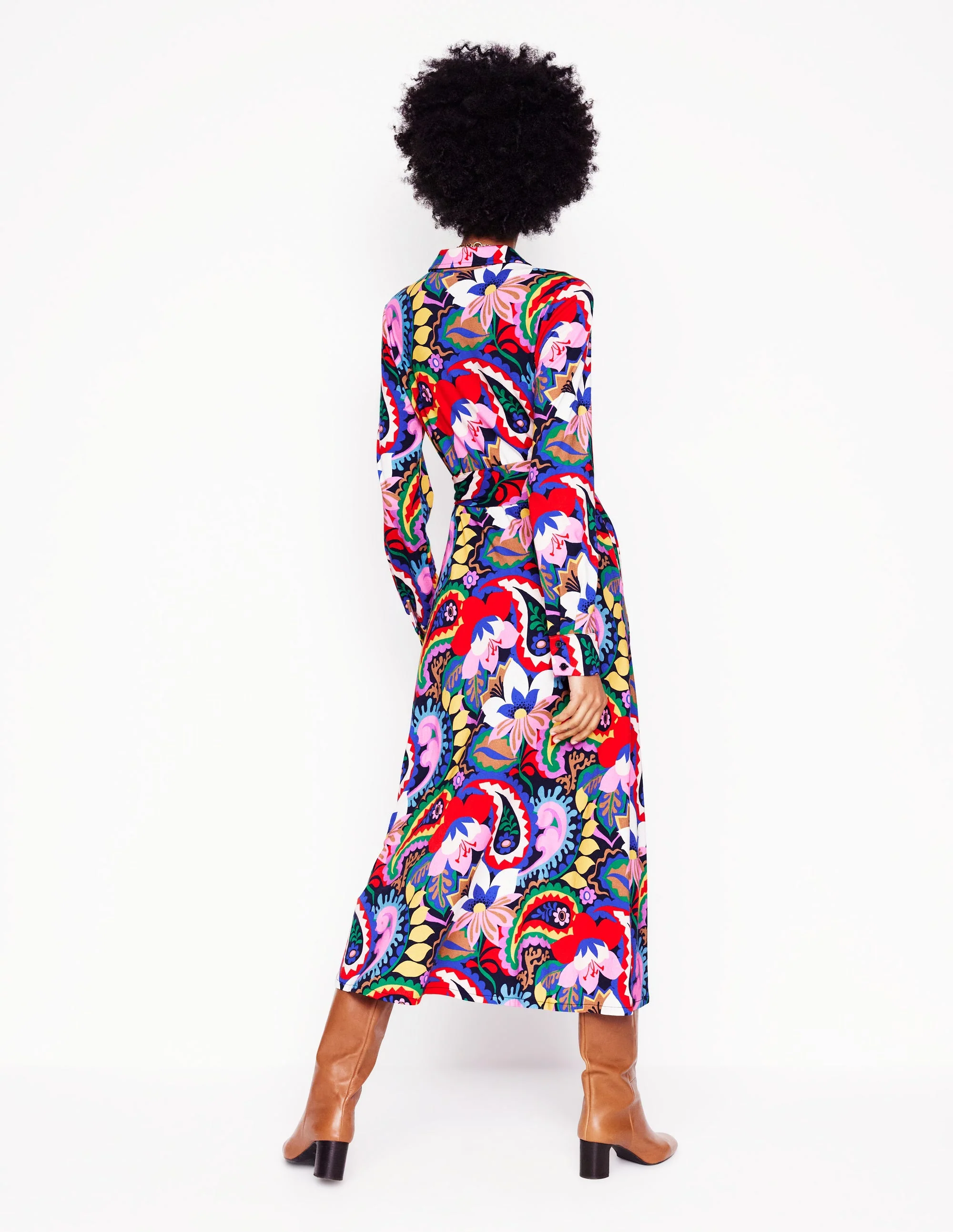 Marcia Jersey-Hemdblusenkleid-Bunt, Botanik-Paisley - Image 3