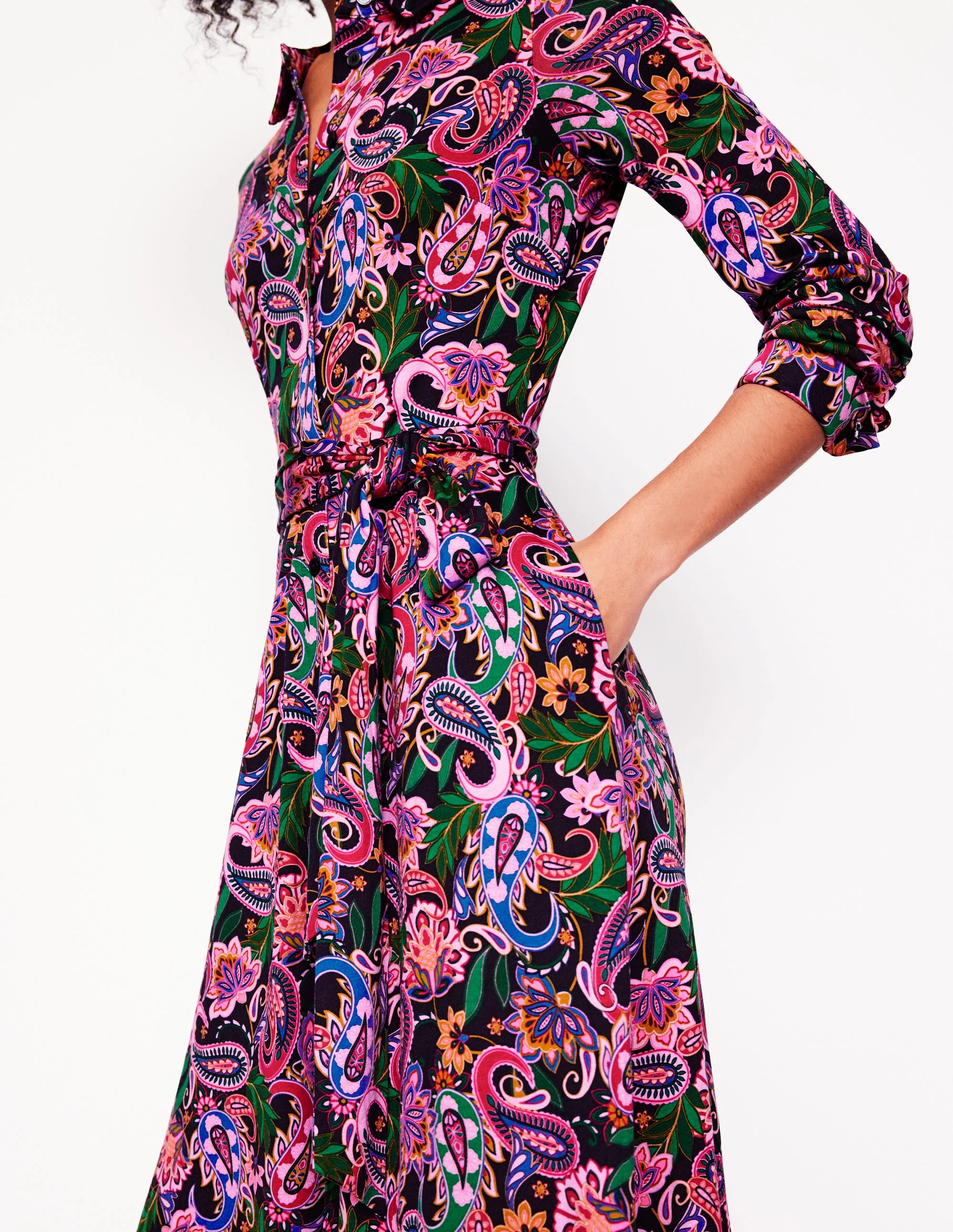 Marcia Jersey-Hemdblusenkleid-Bunt, Paisley Fusion-Motiv - Image 2