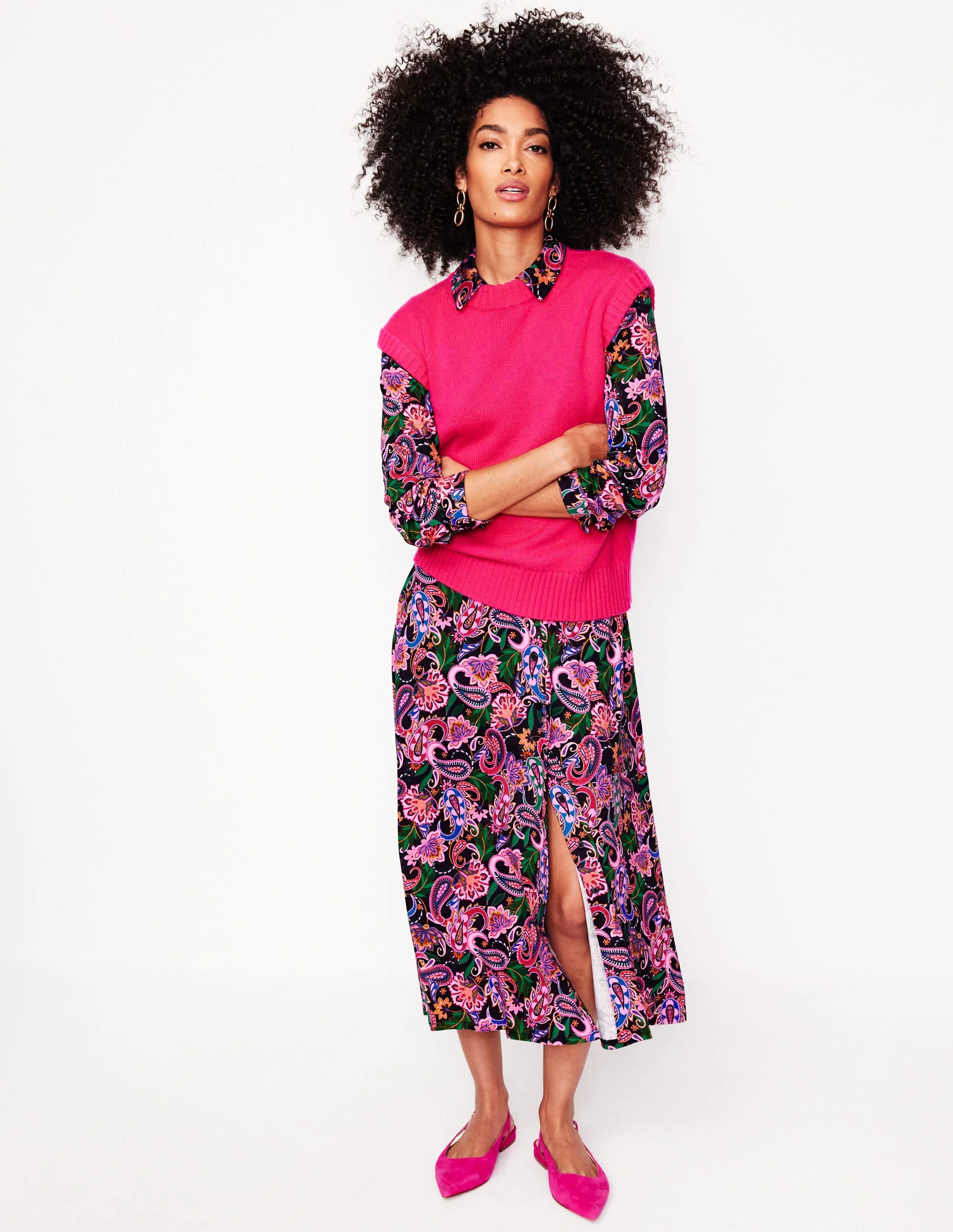 Marcia Jersey-Hemdblusenkleid-Bunt, Paisley Fusion-Motiv - Image 4